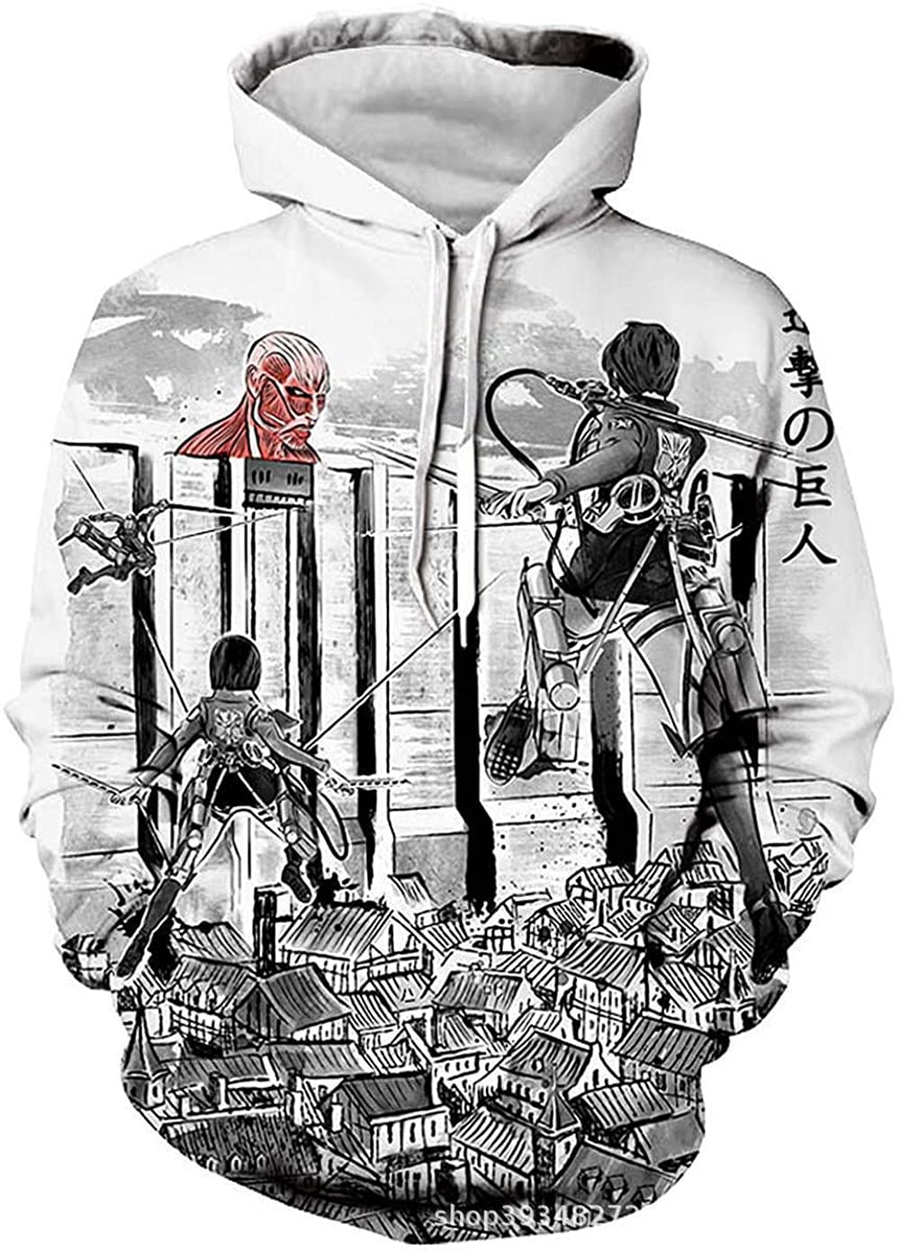 Attack on Titan Anime Hoodie for Men - Manga Inspired Pullover Sweatshirt with Long Sleeves & Hood | Casual Cosplay, Gift for Anime Fans