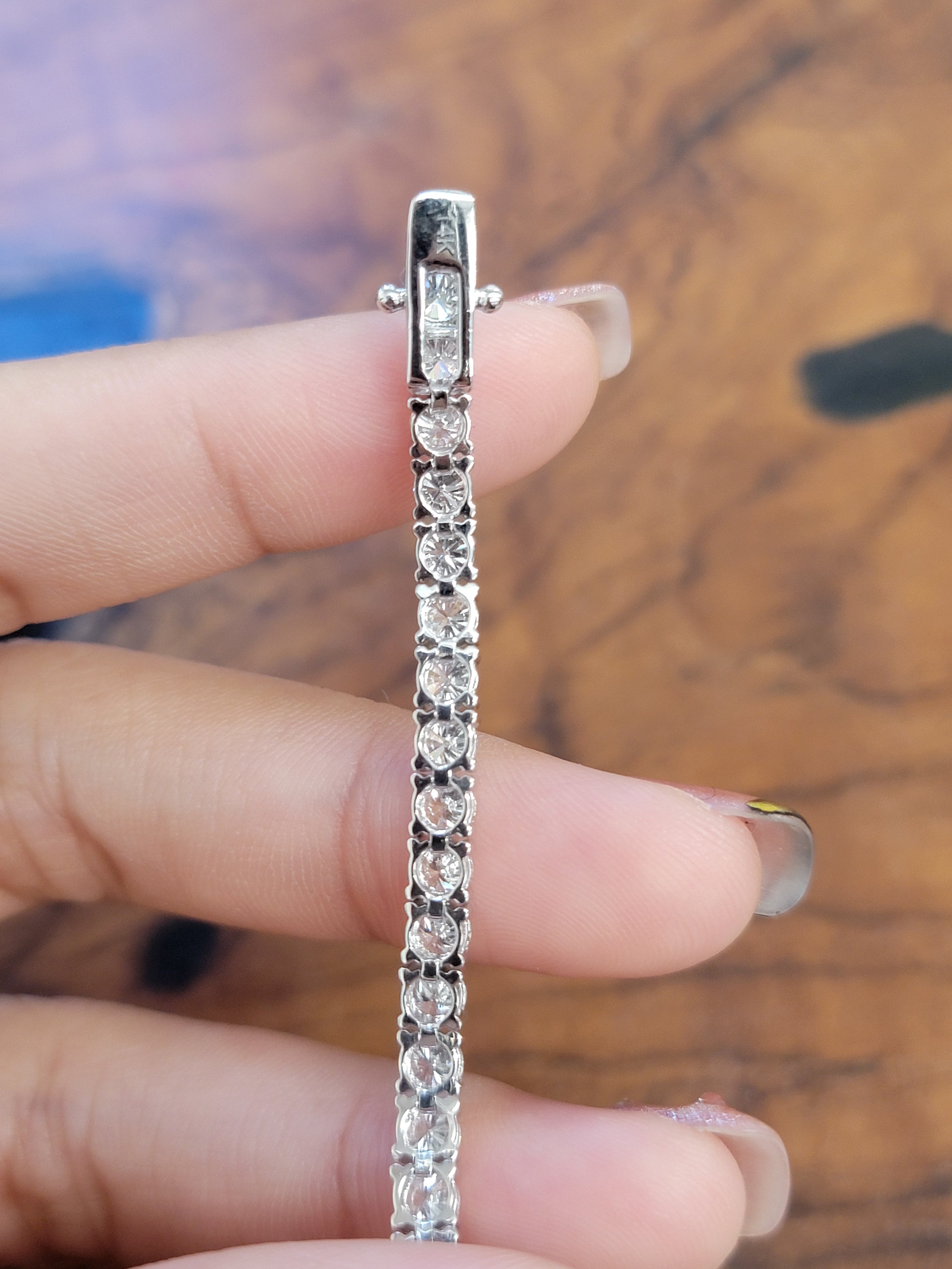 14K Gold 7.87 CT Lab-Created Diamond Tennis Bracelet - 7 Inches Elegant Jewelry for Women, Perfect for Weddings, Parties & Special Occasions