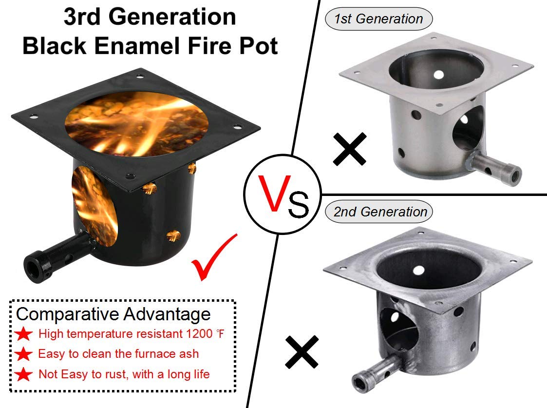Heavy Duty Black Enamel Fire Pot & Hot Rod Ignitor Kit Replacement Parts for Traeger, Pit Boss & Camp Chef Pellet Grills | Durable BBQ Grill Accessories for Smoking, Grilling & Outdoor Cooking