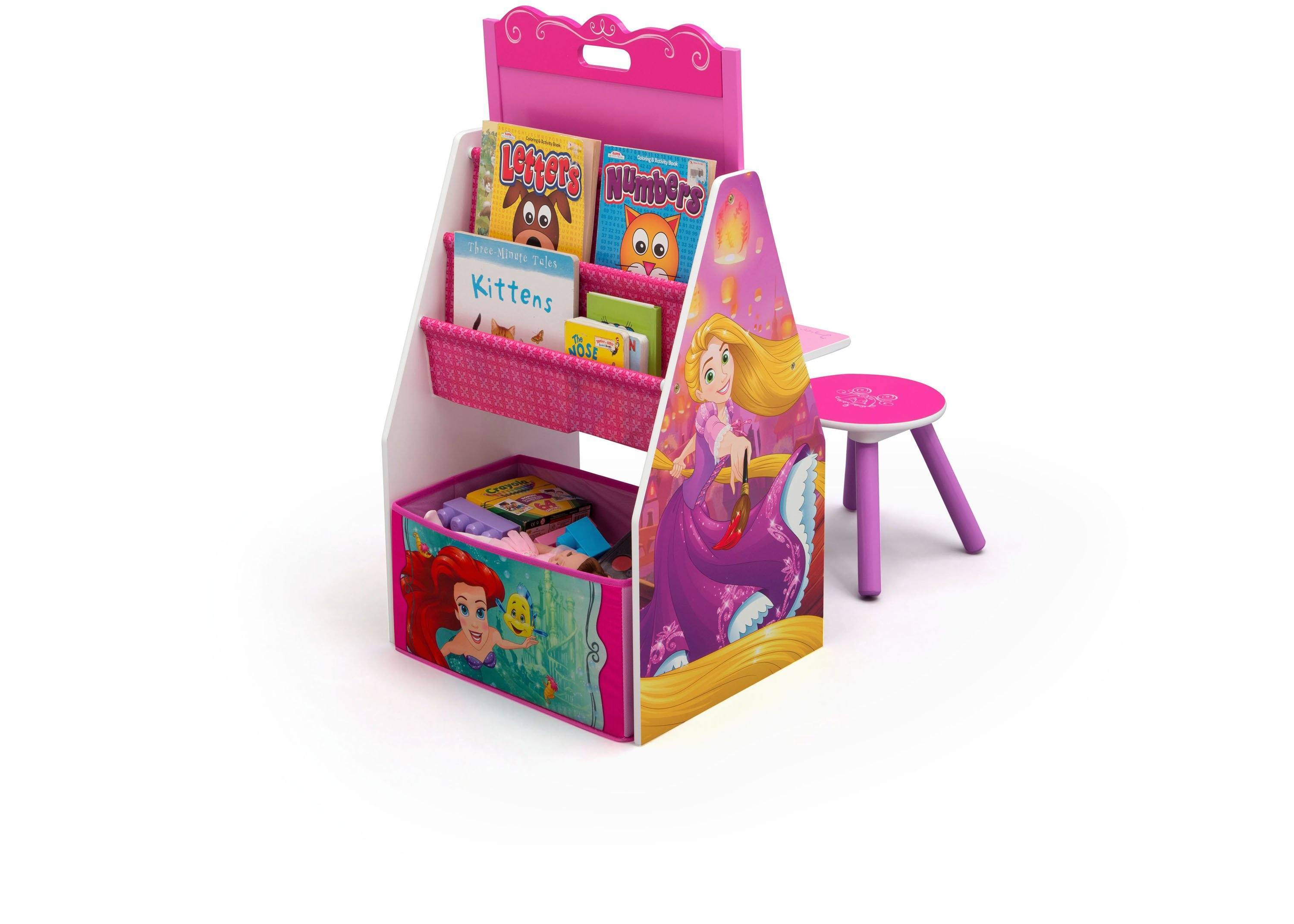 Princess Activity Center Easel Desk with Stool & Toy Organizer - Kids Art & Learning Station for Home & Preschool Playroom