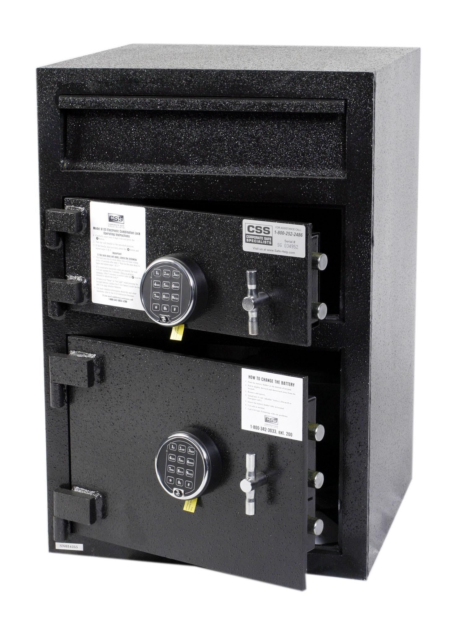 Cennox MB3020 FK1 Double Door Depository Safe - High Security Cash Drop Box for Retail & Banks - Ideal for Cash Management in Stores, Restaurants, and Financial Institutions