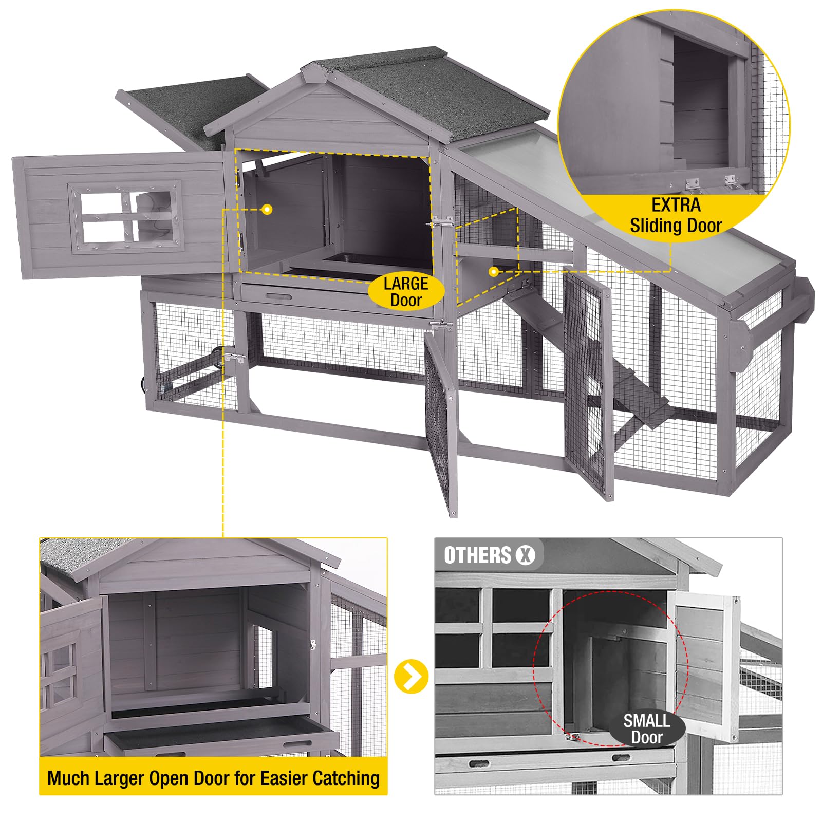 Aivituvin Large Mobile Chicken Coop with Wheels - Outdoor Poultry Cage & Hen House for Backyard Farming | Perfect for Free-Range Chickens, Duck Housing & Garden Poultry Keeping