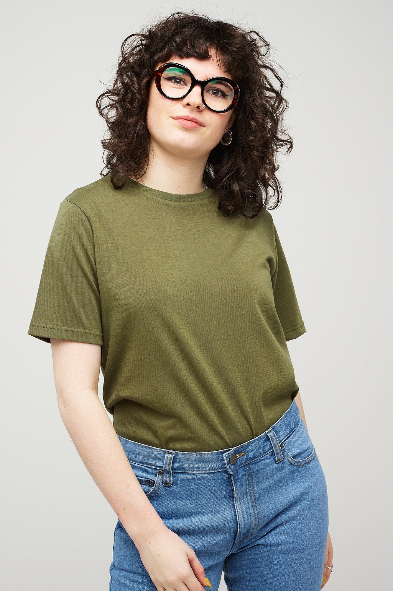 Women's Short Sleeve T-Shirt - Soft Cotton Olive Green Top for Casual Wear & Summer Outfits | Perfect for Everyday, Work & Weekend