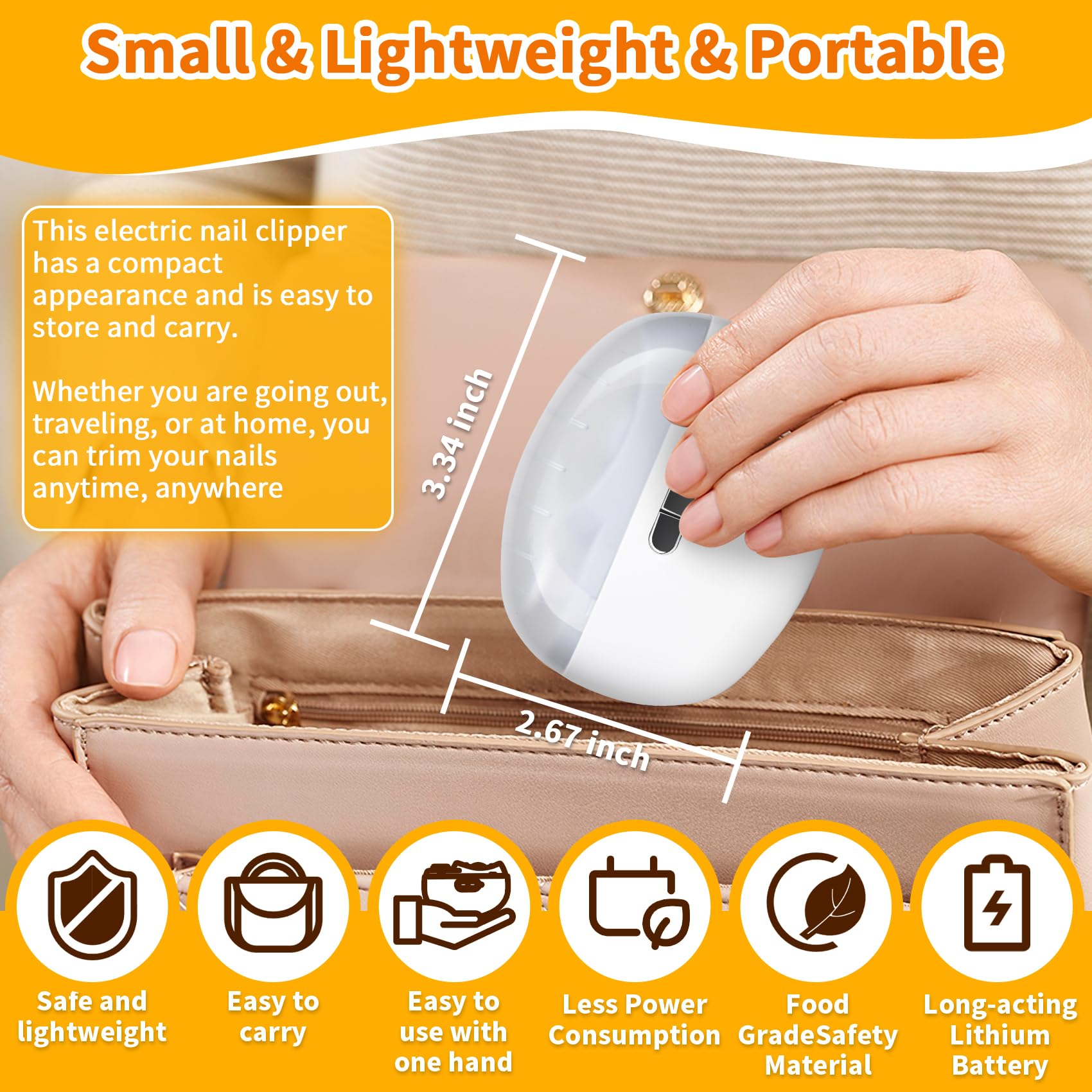 Electric Nail Clipper & Trimmer - 2 in 1 USB Rechargeable Nail File with LED Light & 2 Speed Settings | Safe for Babies, Kids, Adults & Seniors | Perfect for Home, Travel & Salon Use