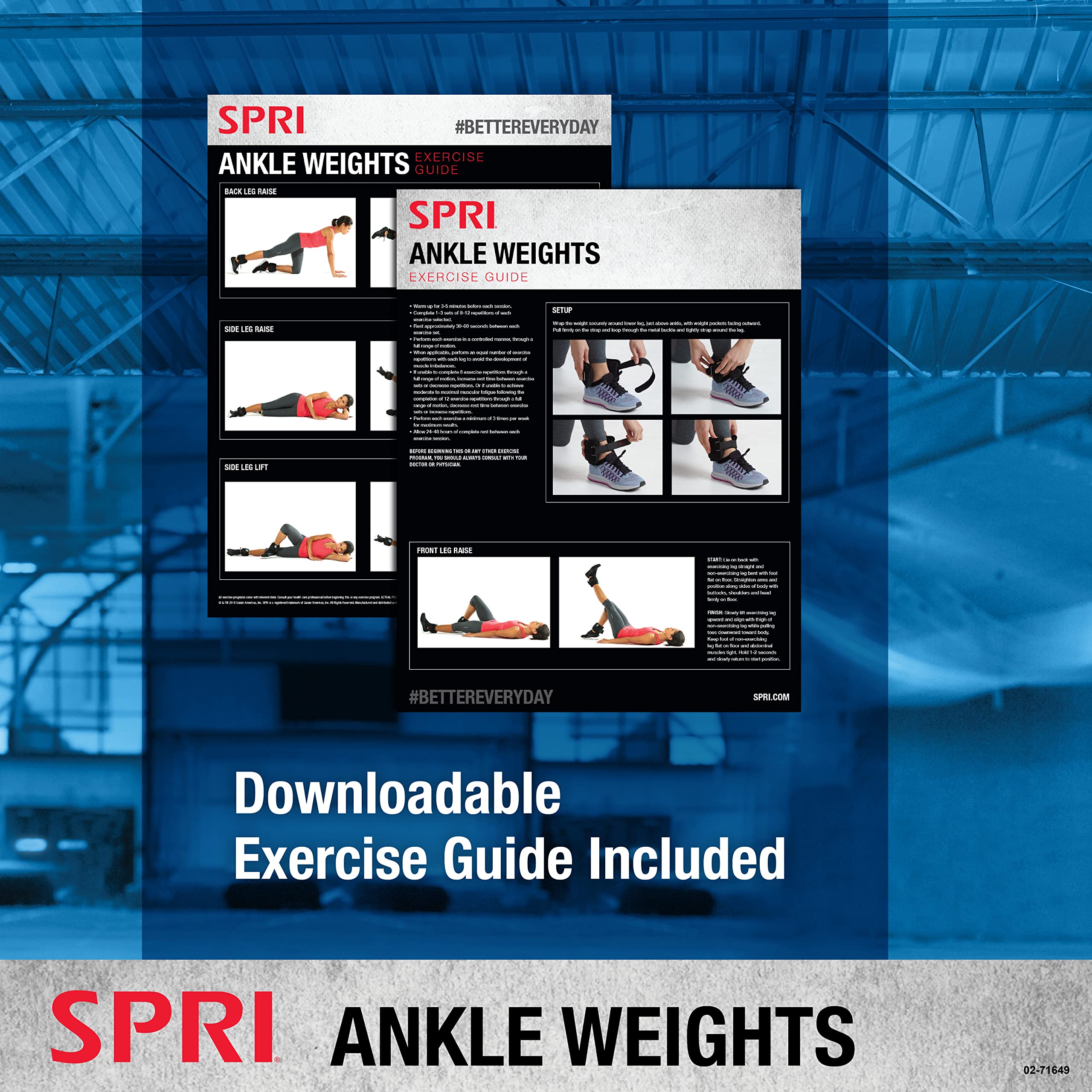 SPRI Adjustable Ankle Weights for Women & Men - 2.5-5lbs Adjustable Walking Weights for Strength Training, Resistance Workouts, Leg Toning - Perfect for Home Fitness, Physical Therapy & Lower Body Exercises