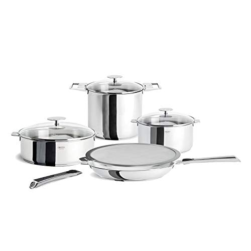 Cristel Casteline 12-Piece Cookware Set with Removable Handles - Nonstick Stainless Steel Pots and Pans for Induction Cooking | Perfect for Home Kitchen, Professional Chefs & Gift Giving