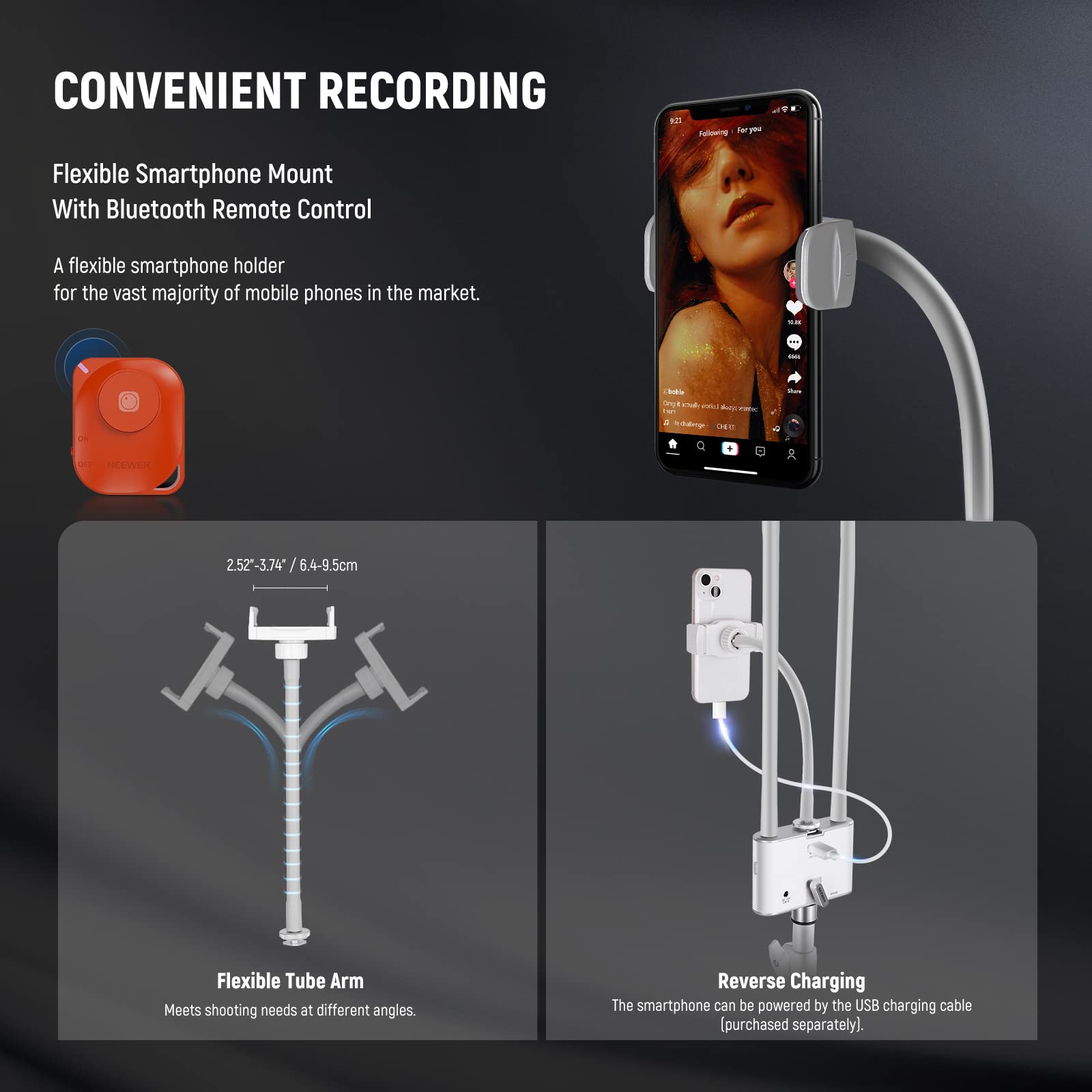 Professional NEEWER Esthetician LED Light with Phone Holder & Travel Bag - 2.4G/PC/MAC Control, Dual Independent CRI98+ Bi-Color Dimmable Heads for Tattoo, Lash Extensions & Beauty Treatments - Perfect for Salon, Spa & Mobile Beauty Professionals (Model BH40B)
