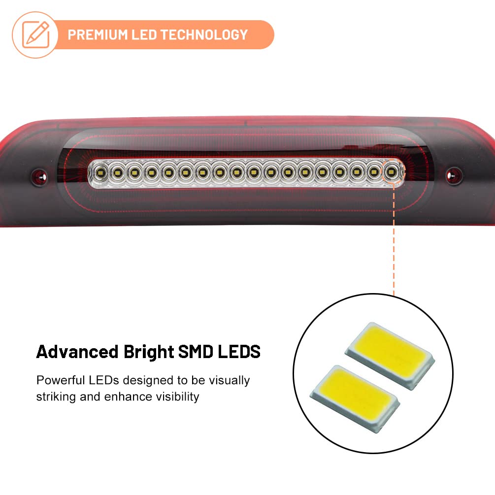 NJSBYL LED 3rd Brake Light for 2002-2009 RAM 1500 2500 3500 - Perfect for Night Driving & Safety