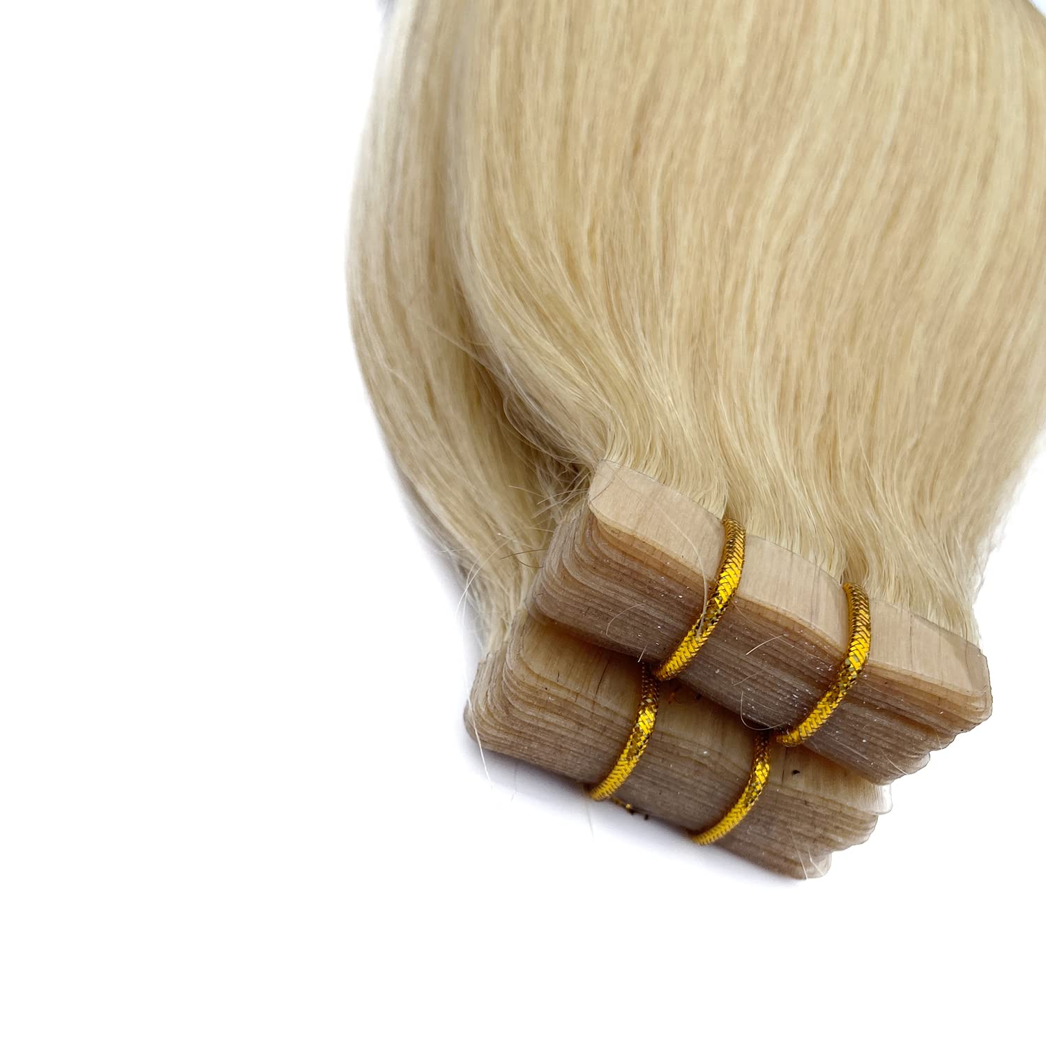 Premium Remy Human Hair Tape-In Extensions – 20-Piece Double-Sided Adhesive Tape for Invisible Weft Attachment | 14-Inch 30g Bleach Blonde Real Hair Extensions for Women | Perfect for Daily Wear, Special Occasions & Styling
