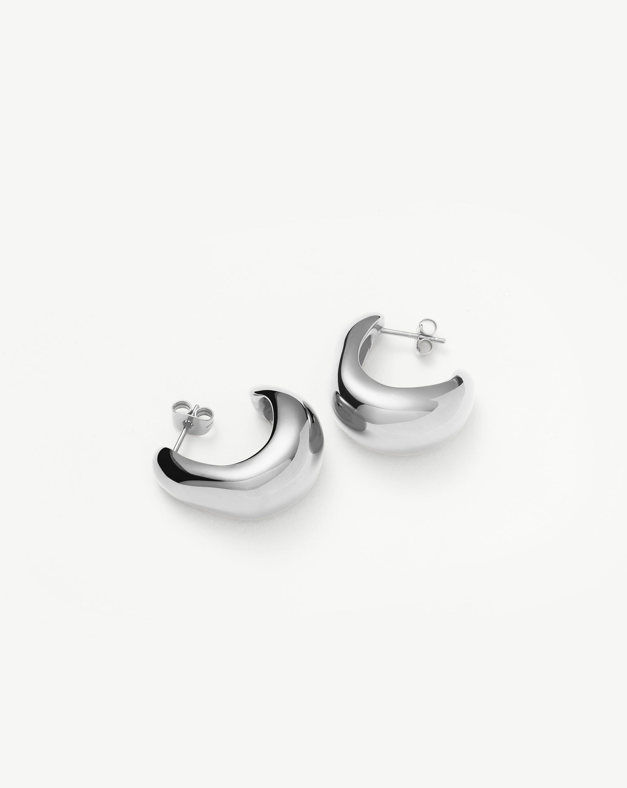 Stylish Dome Medium Hoop Earrings - Silver Plated for Women | Perfect for Everyday Wear, Office & Date Night