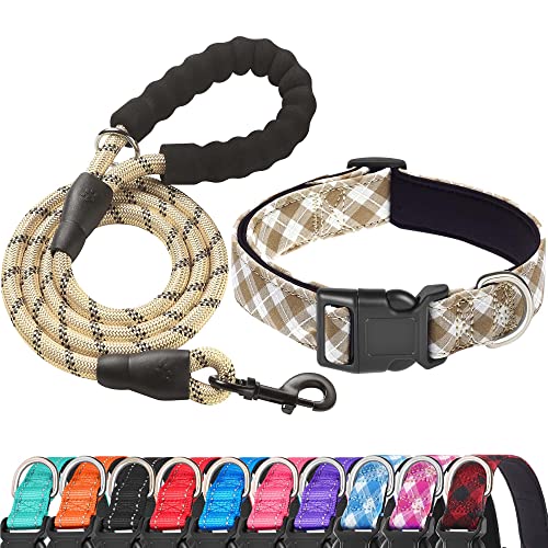 Vanilla Plaid Collar+Leash