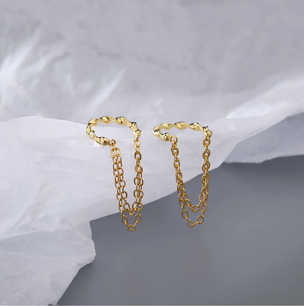 Reffeer Solid 925 Sterling Silver Cuff Earrings - No Piercing Cartilage Ear Wraps for Women & Teens | Minimalist Chain Design for Everyday Wear & Special Occasions