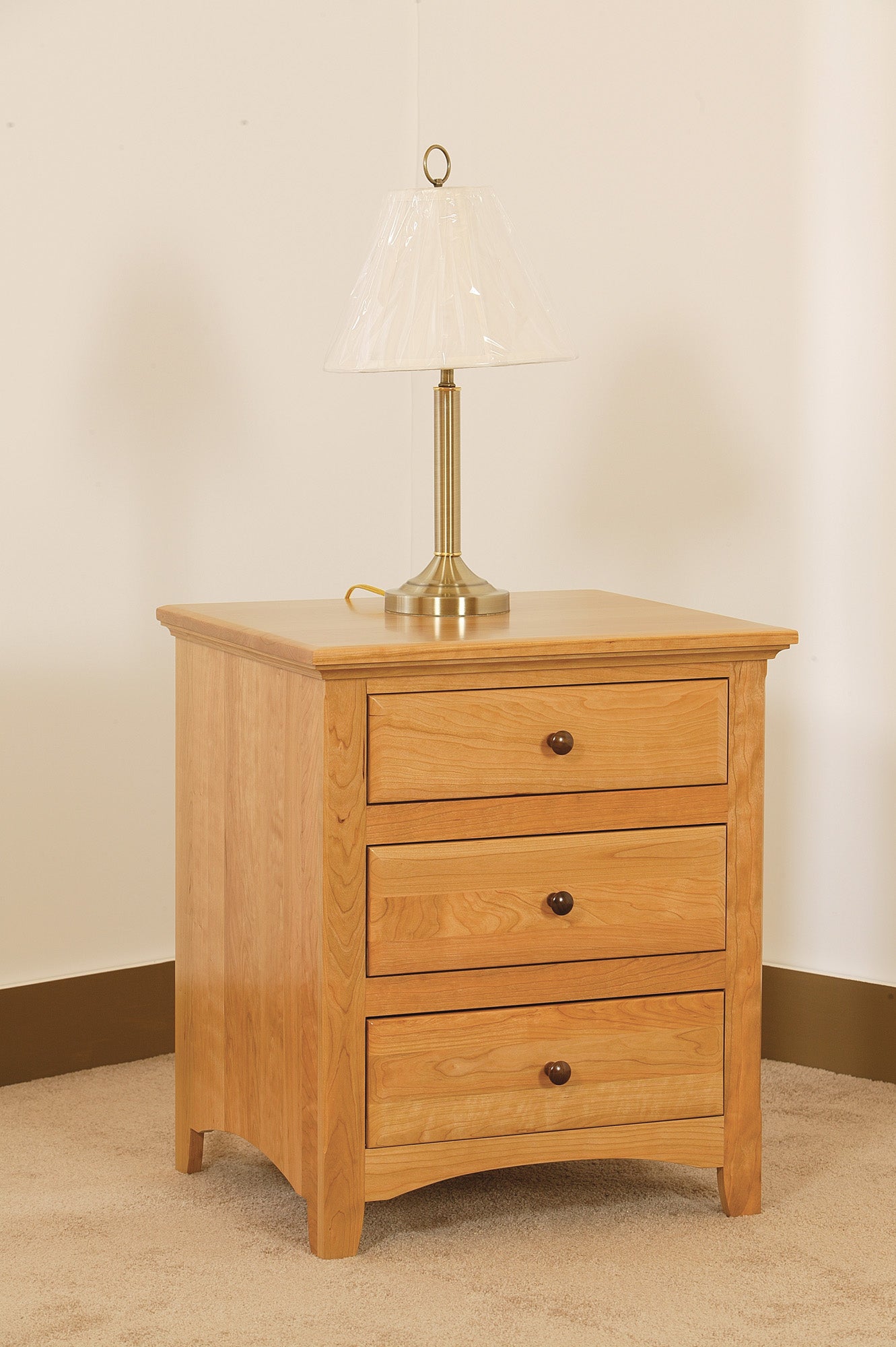 Raes Salem Solid Hardwood Nightstand with 3 Drawers - Stylish Bedside Table for Bedroom, Living Room & Guest Room Storage