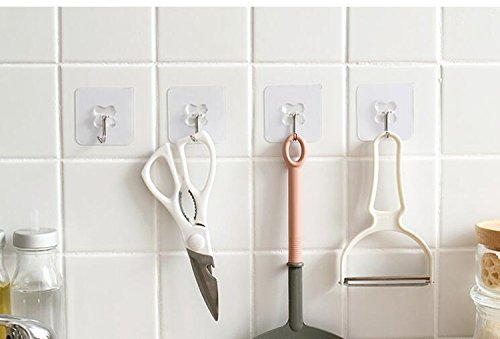 50-Pack Heavy Duty Self-Adhesive Wall Hooks - No Drill, No Damage Removable Hangers (20lb Capacity) - Perfect for Kitchen, Bathroom, Towel & Home Organization