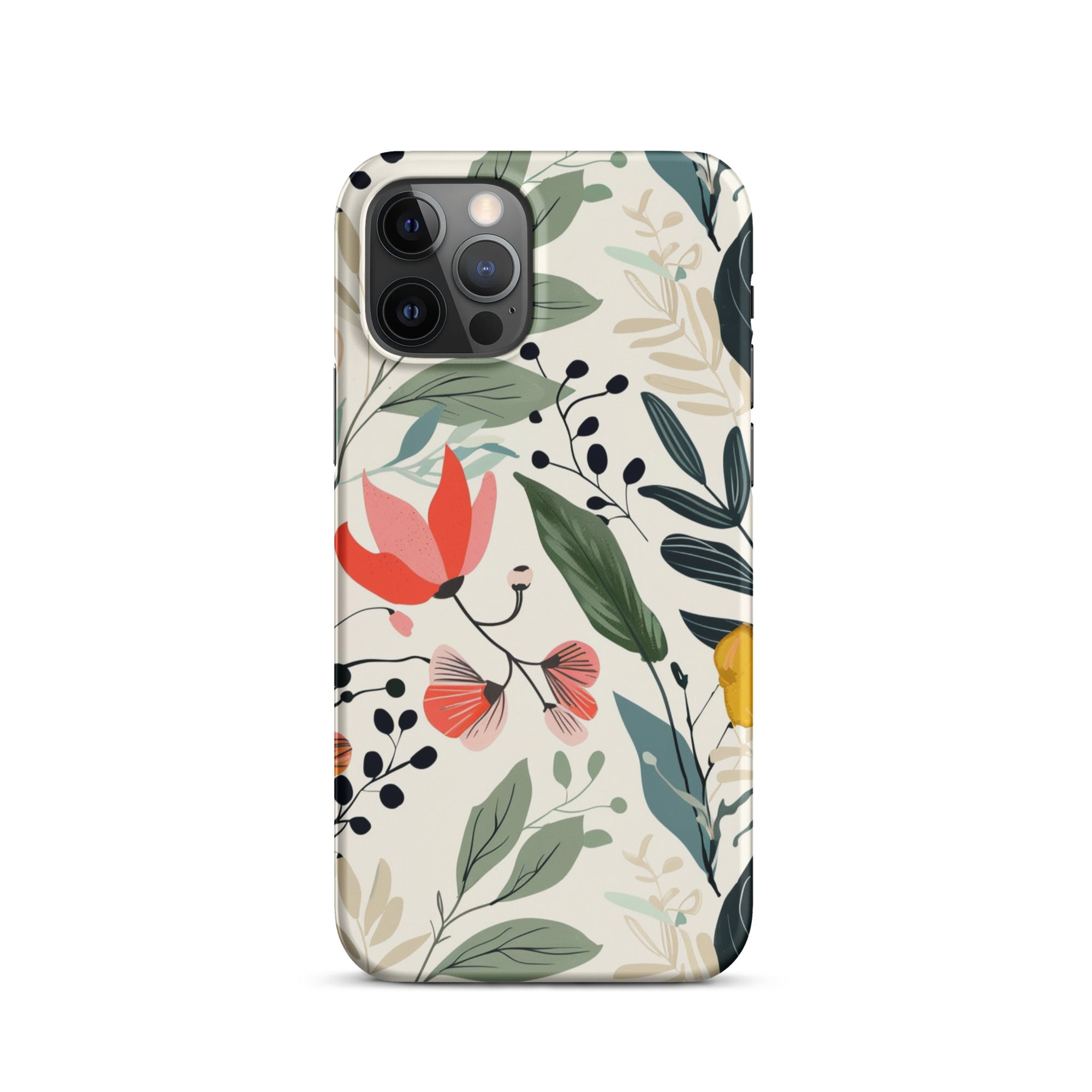 Botanical Leaves iPhone Snap Case - Durable Protective Cover for iPhone 11/12/13/14/15 Pro Max - Nature-Inspired Design - Perfect for Outdoor Adventures & Daily Use