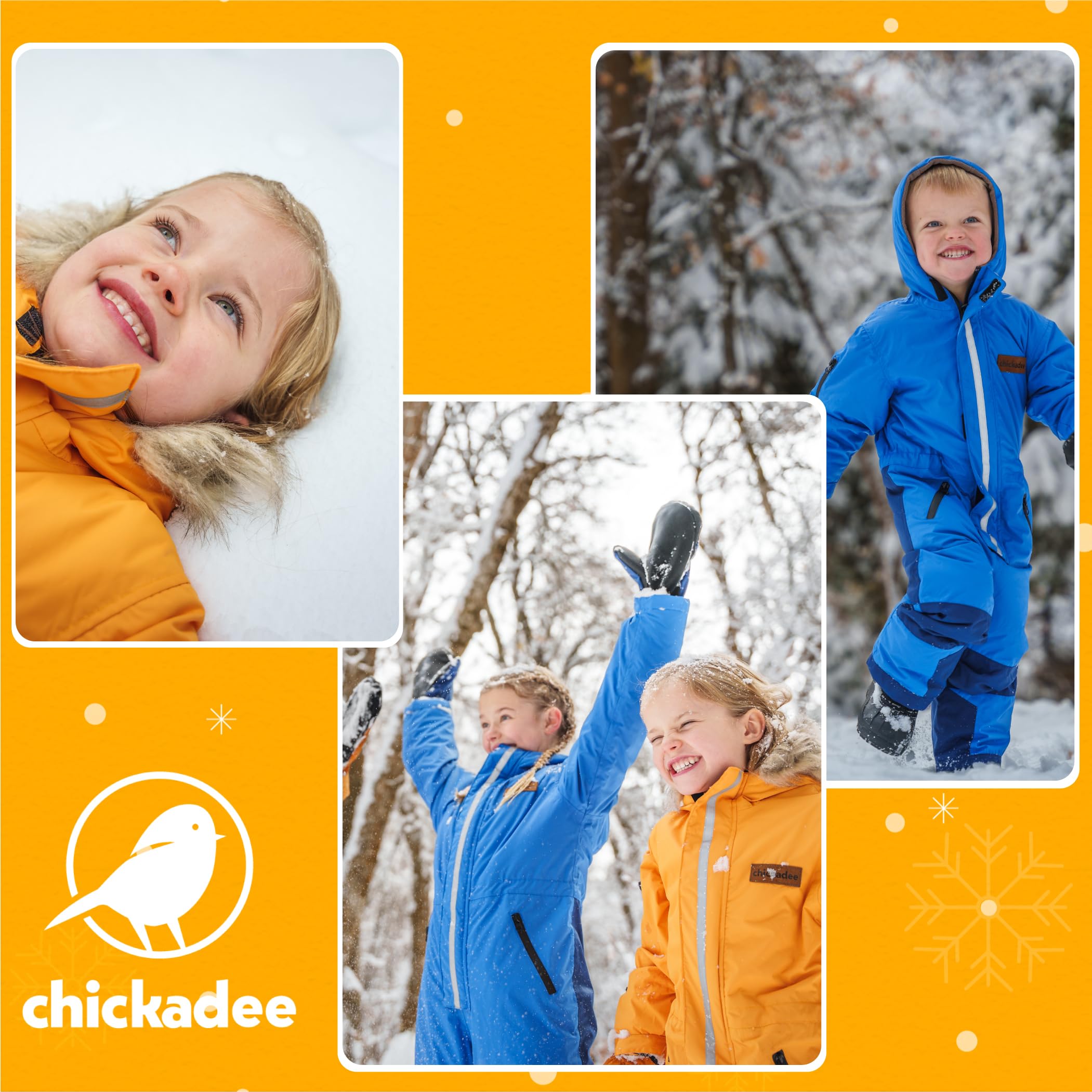 Chickadee Kids Insulated Waterproof Snowsuit - Winter One Piece Snow Suit for Boys & Girls - Perfect for Snow Play, Sledding & Outdoor Winter Activities