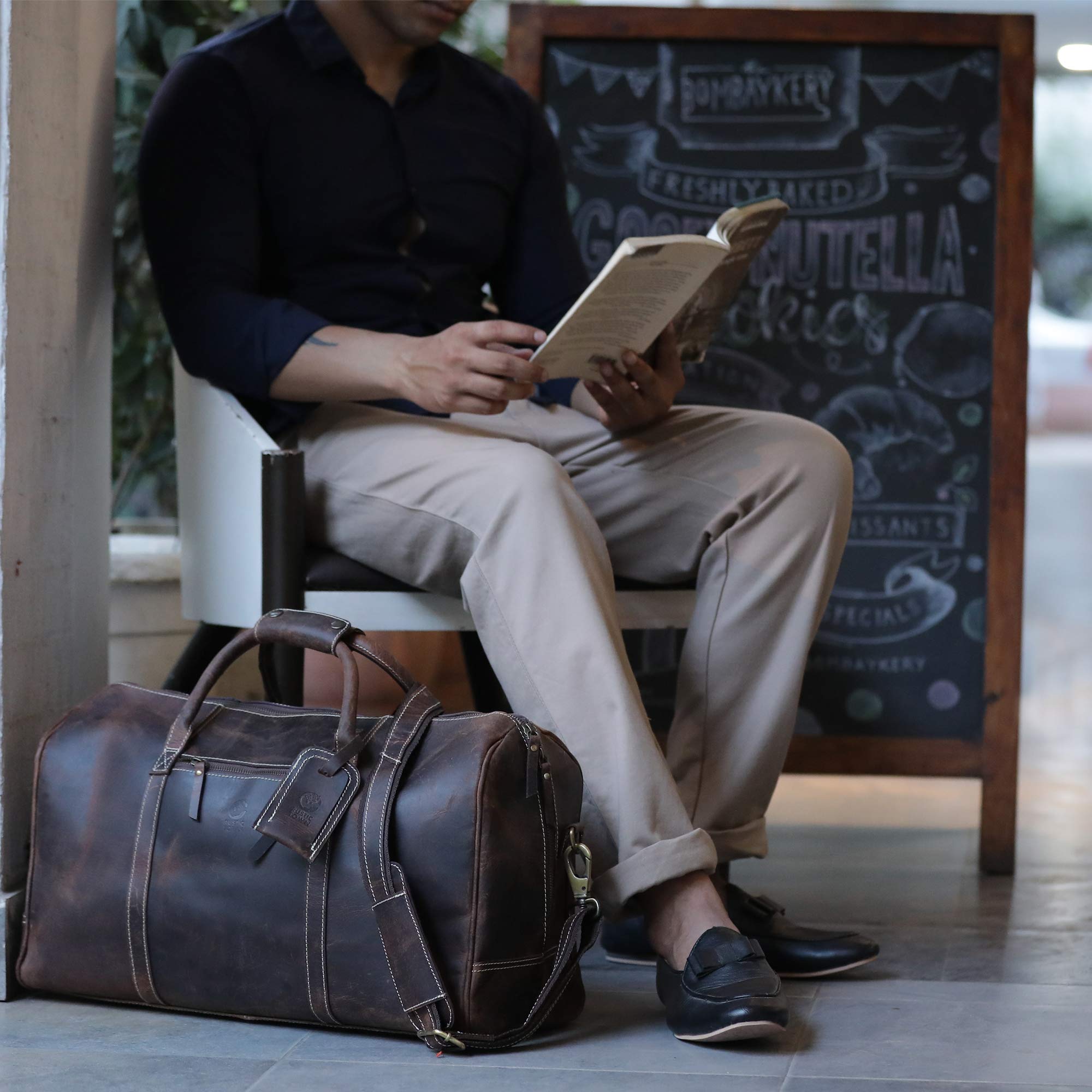 Premium Leather Duffel Bag & Stone Paper Journal Set - Waterproof Travel Organizer for Men & Women | Business Trips, Weekend Getaways & Adventure Travel Accessories