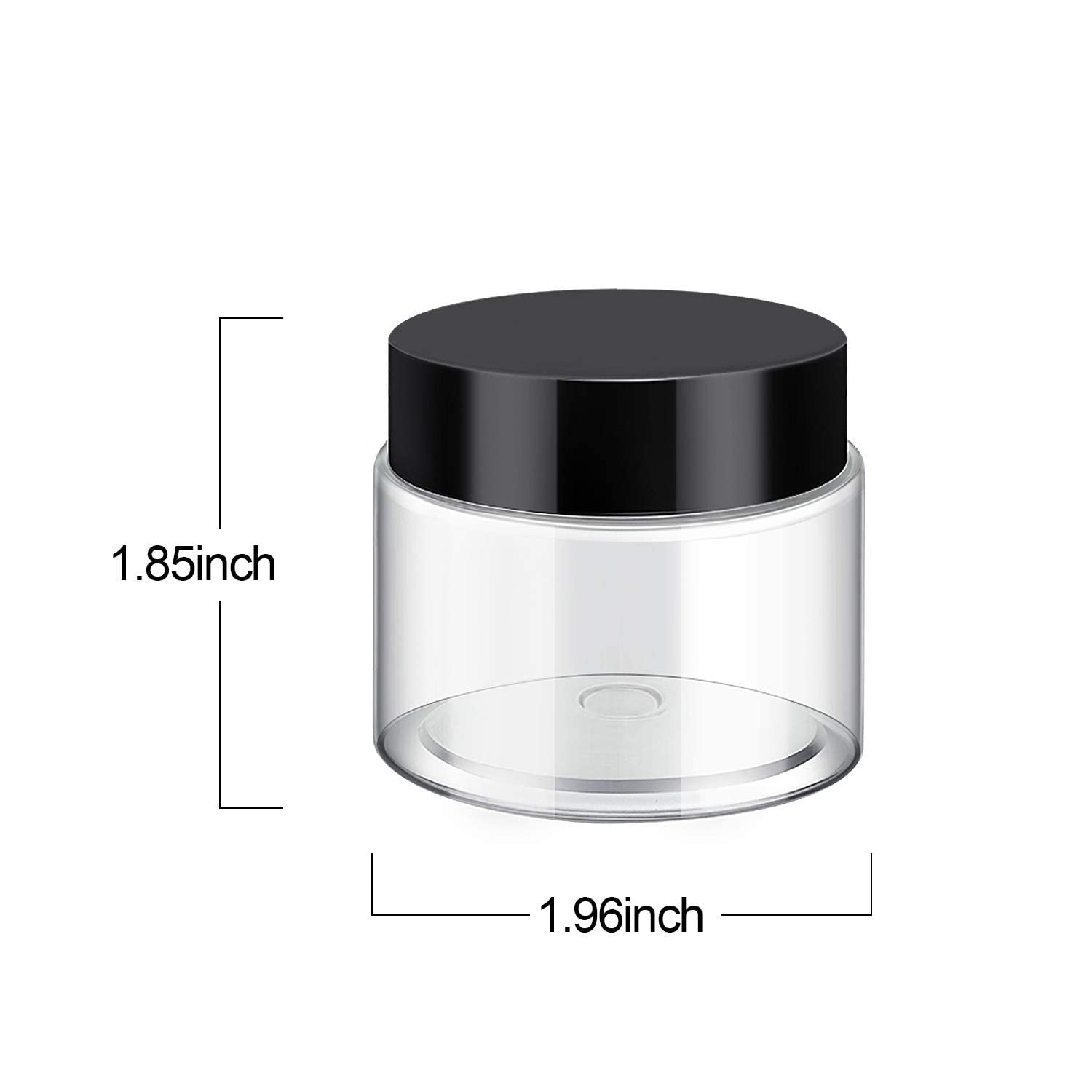 36-Piece Clear Plastic Jars with Airtight Lids - 2 oz Round Leakproof Cosmetic Containers for Lotions, Creams, Makeup & Travel Toiletries - Perfect for DIY Beauty Products, Salves & Small Item Storage (Black)