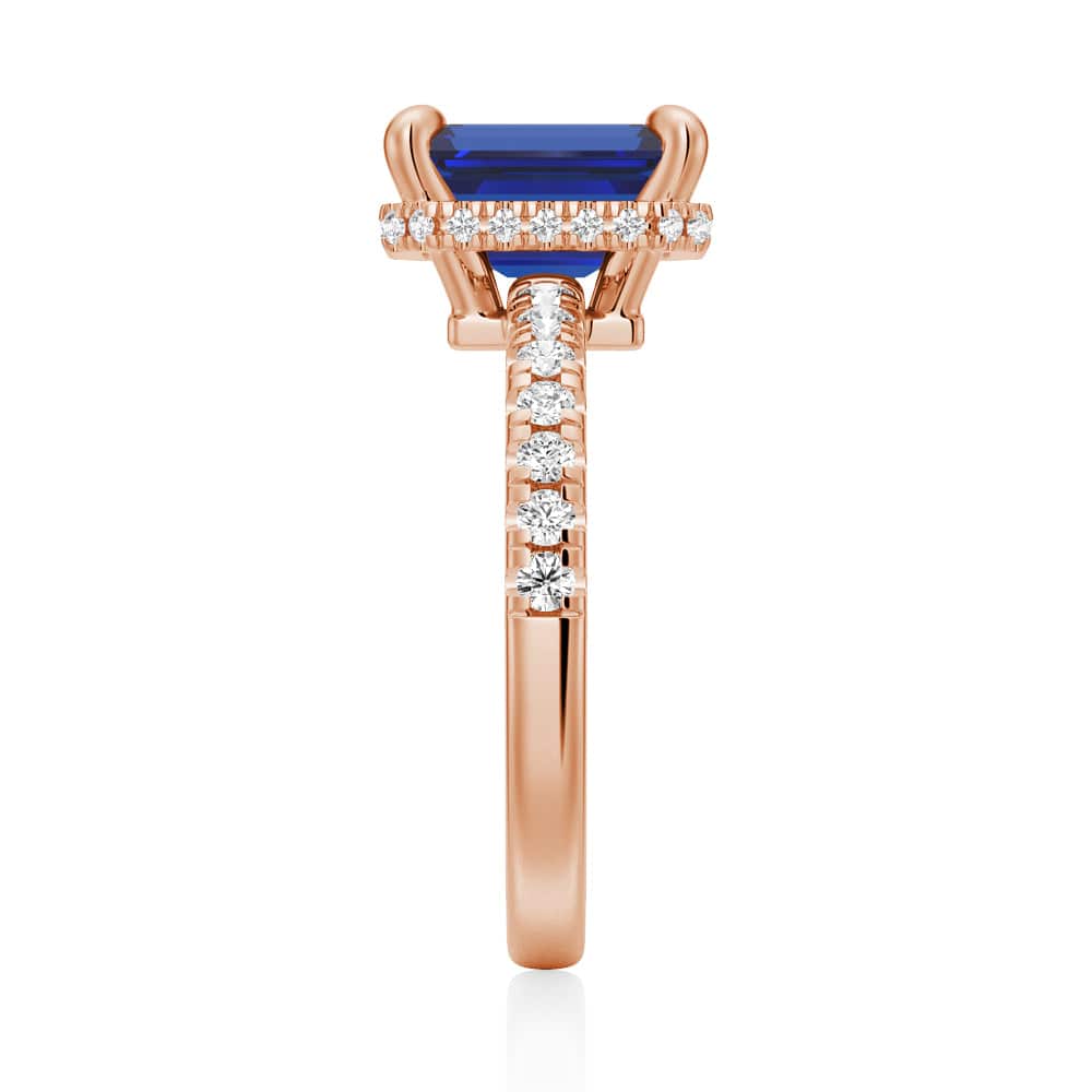 Exquisite Emerald Cut Blue Sapphire & White Sapphire Ring for Women – Elegant Wedding, Engagement, Anniversary Gift – Perfect for Special Occasions