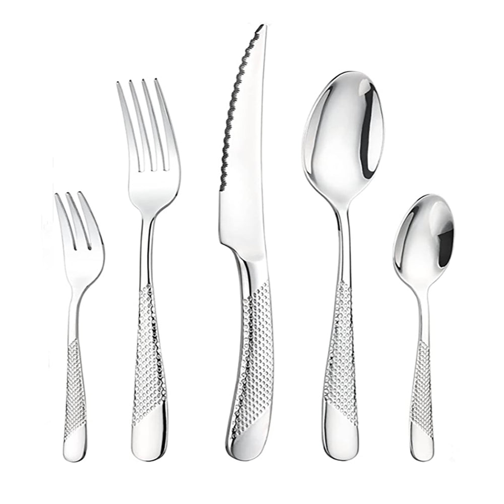 Casa Milano Dropwater Flatware Set - 20-Piece Stainless Steel Silverware Set for Dining, Elegant & Durable - Perfect for Dinner Parties, Restaurants, and Everyday Use