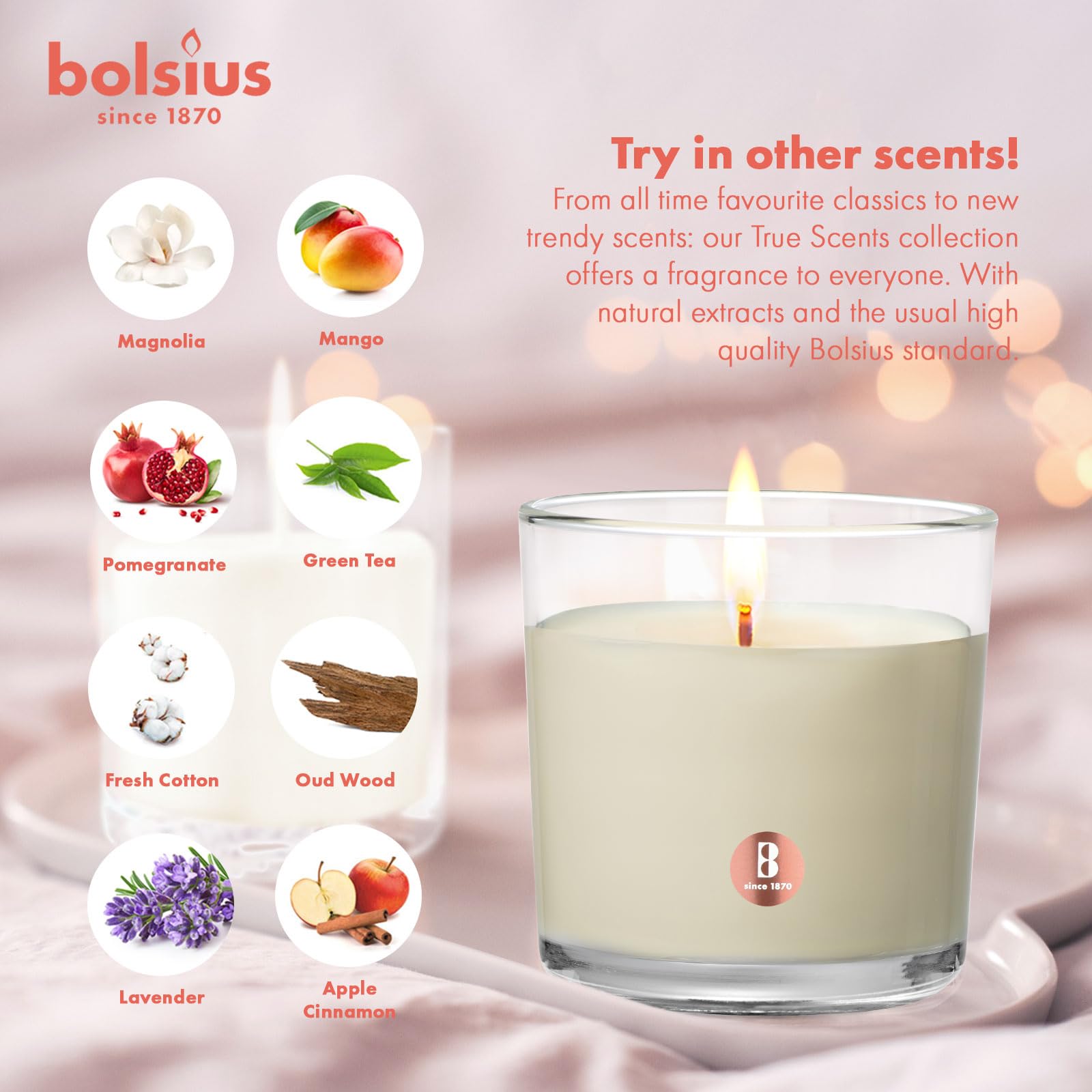 Bolsius Premium Vanilla Scented Candle - 8oz Large Jar, 43+ Hours Long-Lasting Burn Time, Natural Plant-Based Wax, Smokeless Clean Burning - Aromatherapy Home Decor for Living Room, Bedroom & Bathroom Relaxation
