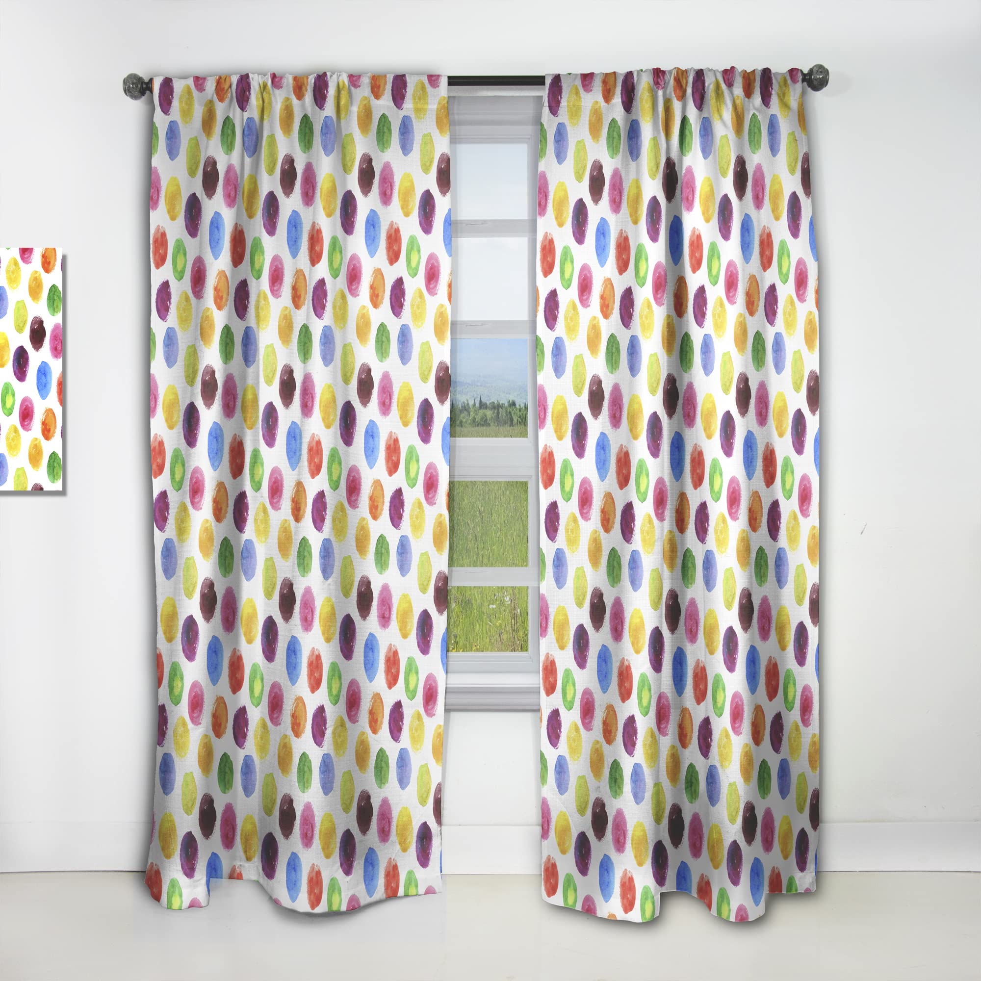 Watercolor Spot Print Thermal Insulated Curtains - 52x90 Single Panel for Bedroom & Living Room - Light Filtering & Energy Saving Window Drapes - Perfect for Home Decor, Nursery & Office Spaces