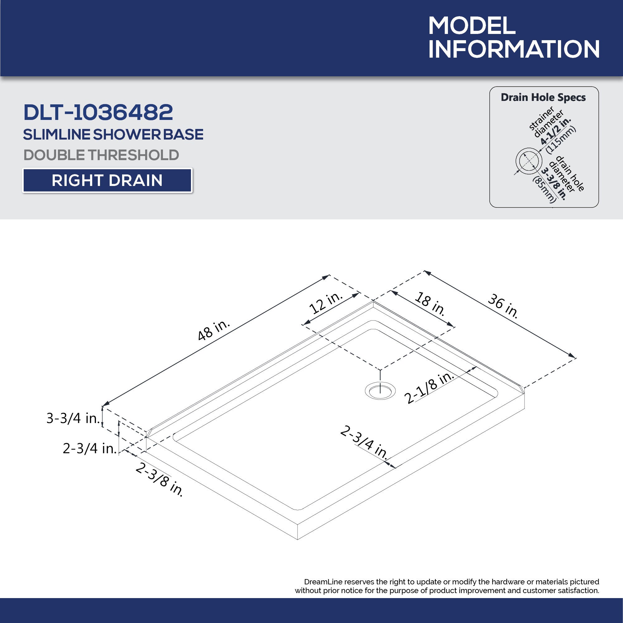 DreamLine Flex 36x48x74.75 Inch Semi-Frameless Pivot Shower Enclosure Kit with SlimLine Base - Modern Bathroom Upgrade for Small Spaces, Easy Installation for Home Renovation