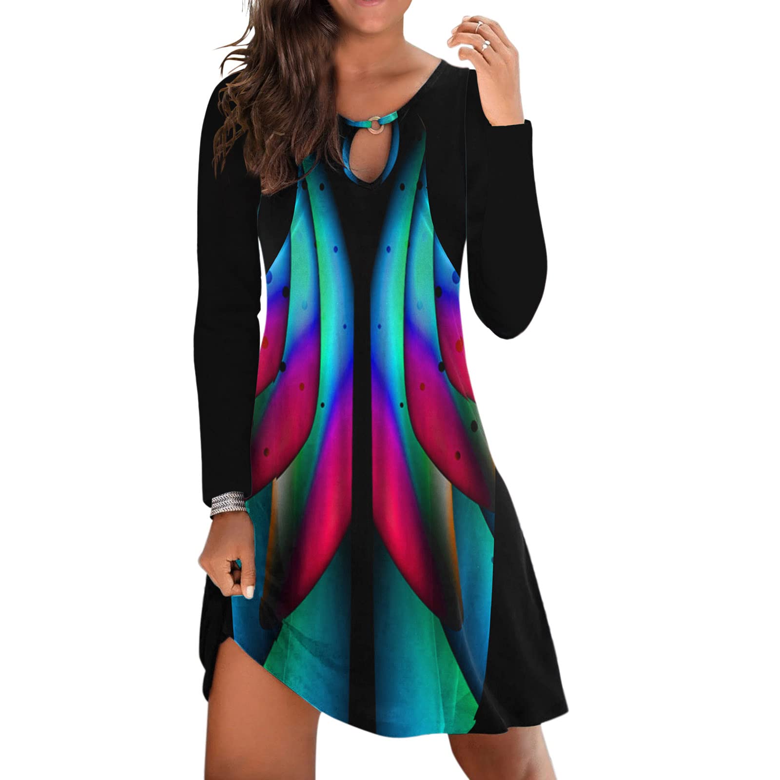 Felwors Women's Summer Dresses - Casual Swing T-Shirt Dress, Beach Cover Up, Loose Midi Sundress for Outdoor, Vacation & Daily Wear