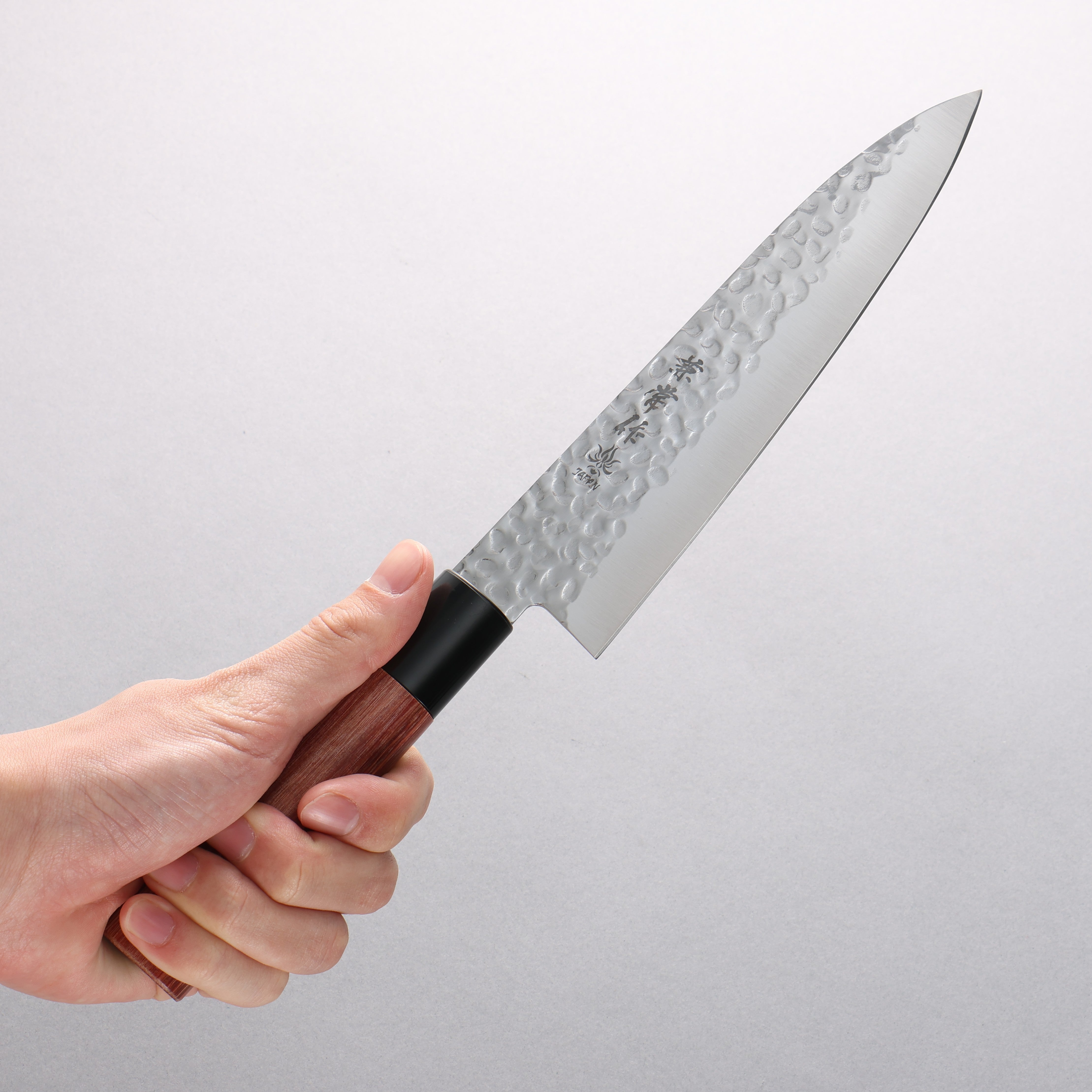 Kanetsune DSR 1K6 Hammered Gyuto Japanese Chef Knife 180mm - Red Pakka Wood Handle - High Carbon Steel Blade for Professional Cooking & Sushi Preparation