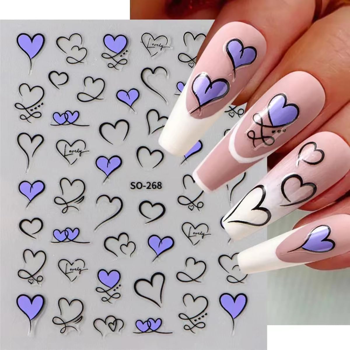3D Heart Nail Stickers - Valentine's Day Manicure Decor for Nail Art