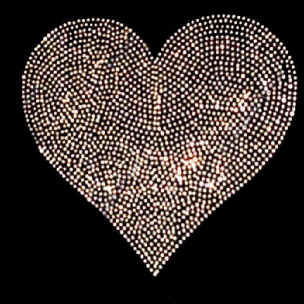 Crystal Heart Rhinestone Iron-On Transfer - Hotfix Rhinestones for DIY Clothing, Bags & Accessories | Perfect for Customizing T-Shirts, Jeans & Hats
