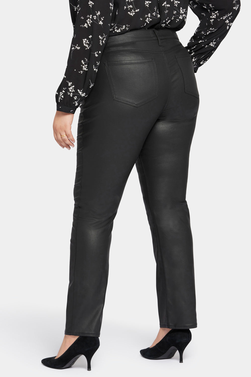 Plus Size Coated Marilyn Straight Jeans - Black High-Shine Denim Pants for Women | Perfect for Night Out, Date Night & Office Wear