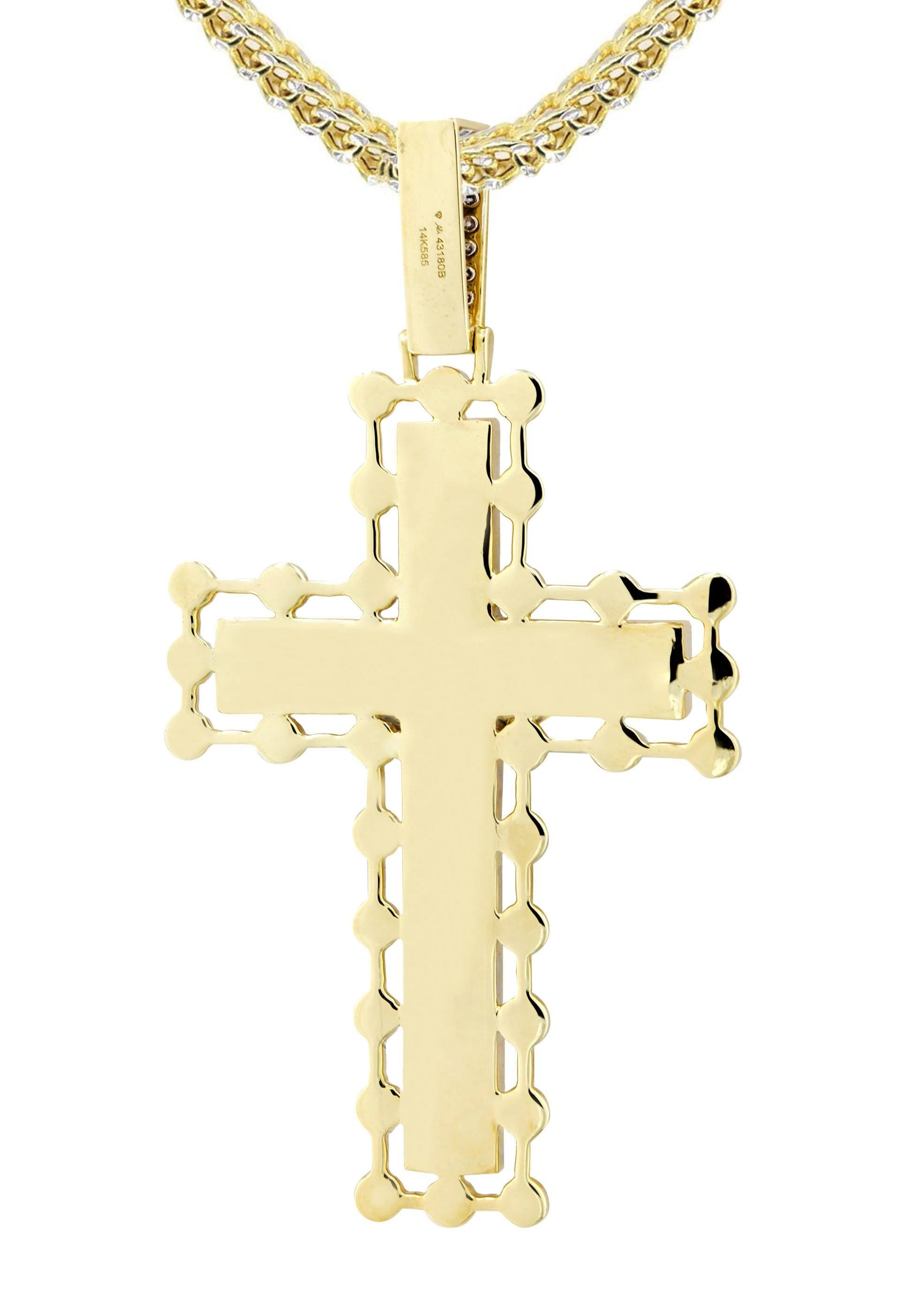 14K Yellow Gold Cross Diamond Necklace for Women - 2.65 Carat Genuine Diamond Pendant - Perfect for Gifts, Weddings & Religious Occasions