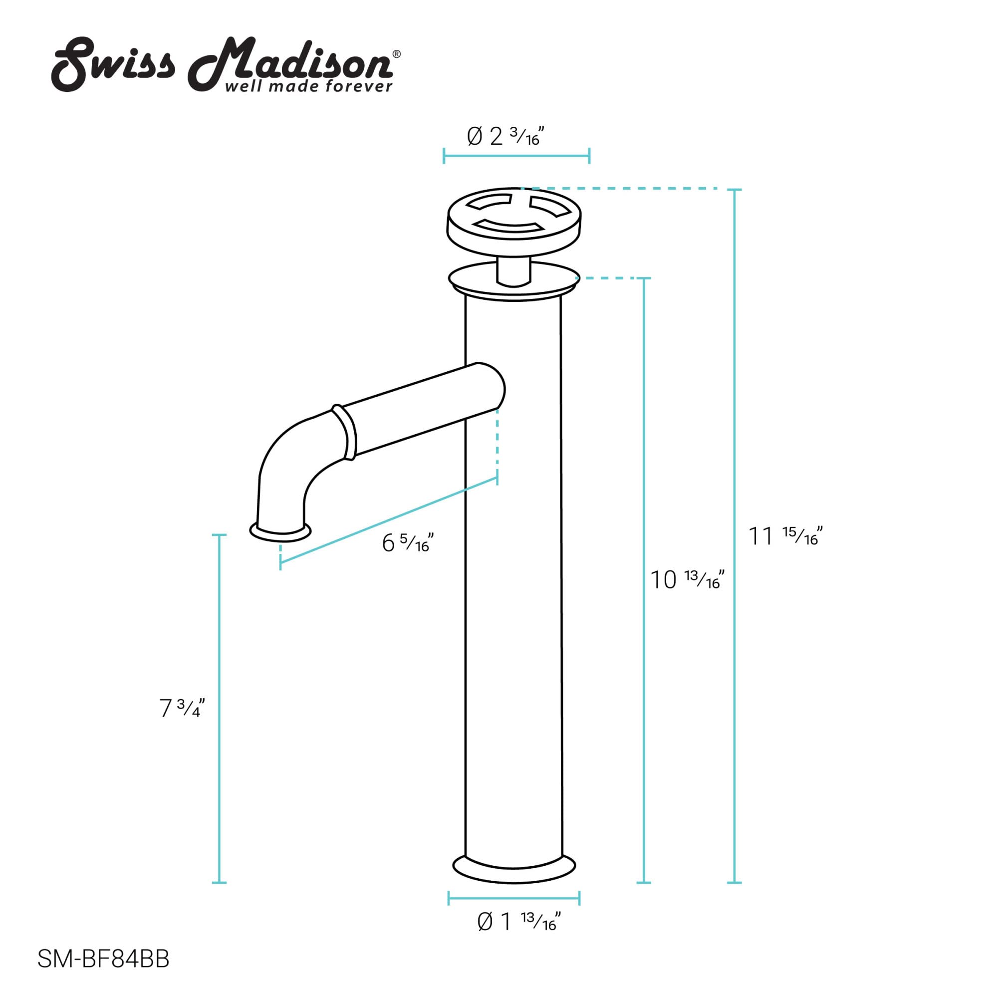 Avallon Matte Black Single Hole Single Handle High Arc Bathroom Sink Faucet with Blue Handles - Modern Waterfall Spout for Bathroom Vanity & Powder Room Upgrade
