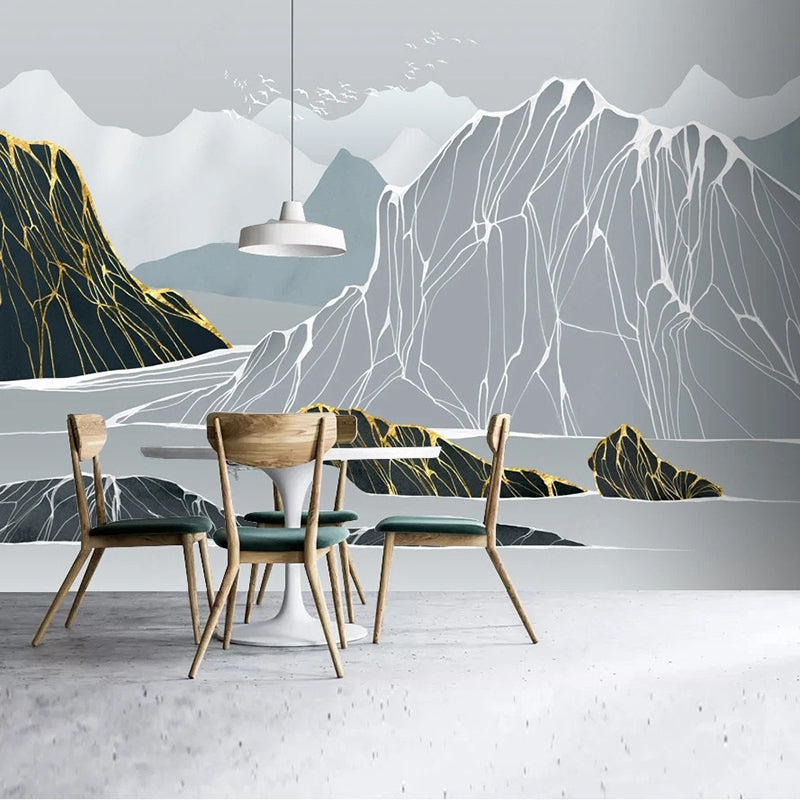 Sketchy Mountain Passage Wallpaper - Premium Peel & Stick Wall Mural for Home & Office Decor | Perfect for Living Room, Bedroom, or Workspace Transformation
