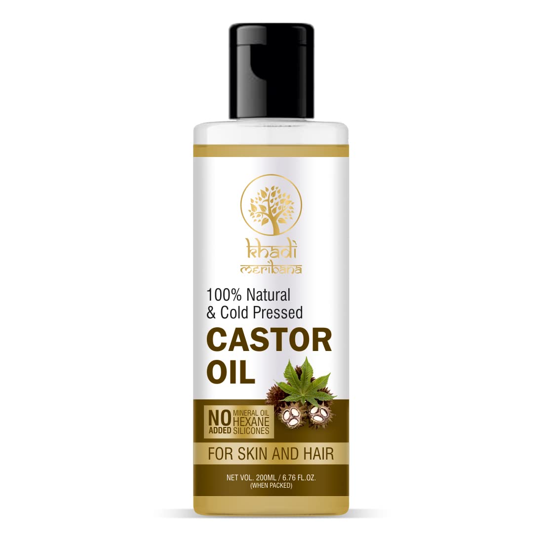 Pure Virgin Castor Oil for Hair Growth & Skin Care | Cold Pressed 200ml | Massage & Beauty