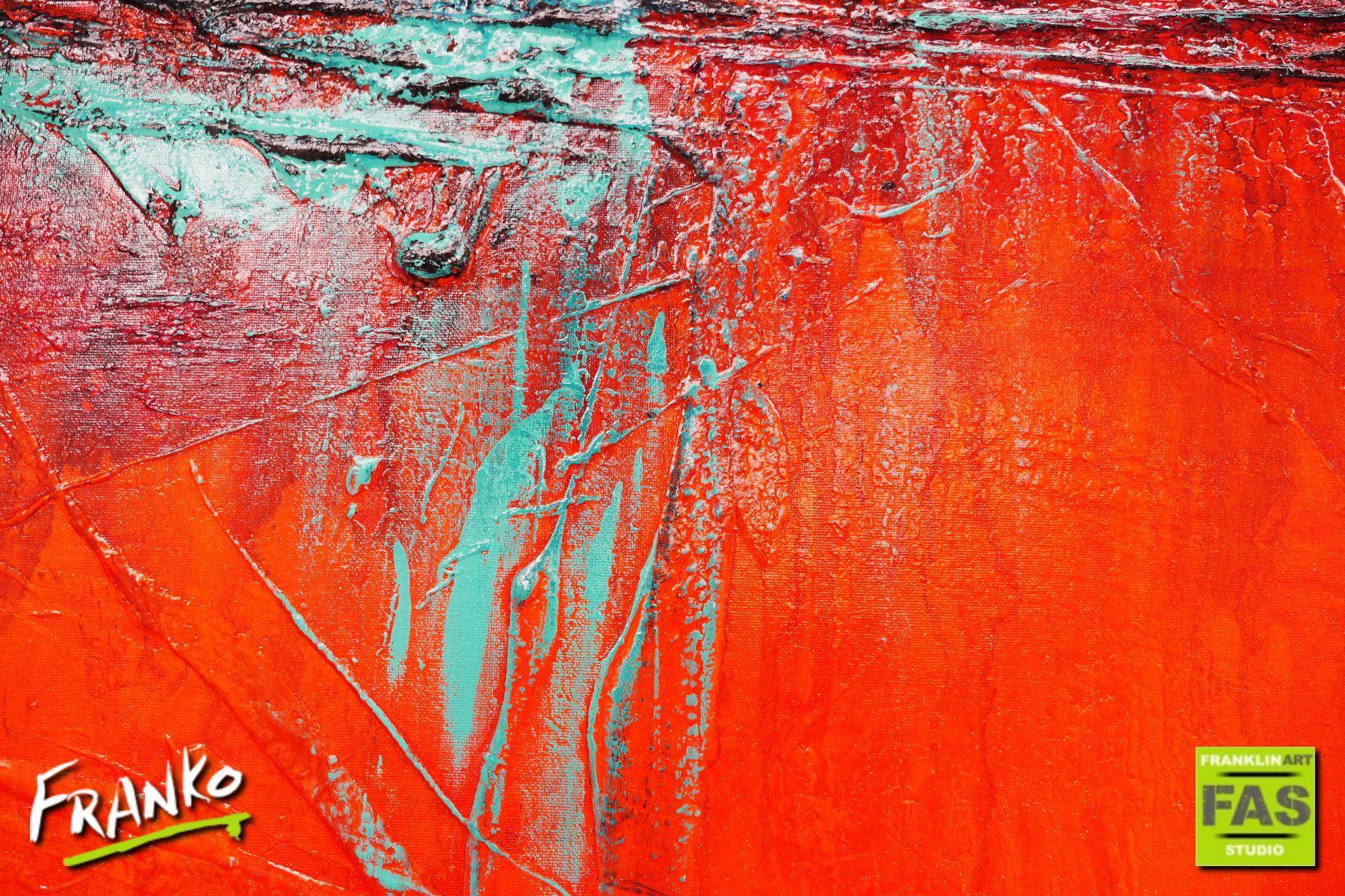 Red Jack Orange Bling 140cm x 100cm Abstract Canvas Art - Modern Home Decor for Living Room, Bedroom & Office Wall