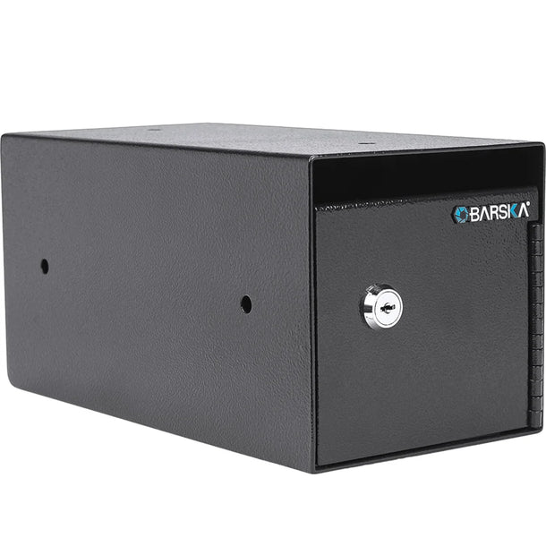 Barska AX13676 Single Key Under Counter Safe - Compact Home & Office Security Box for Cash, Jewelry & Valuables - Ideal for Retail Stores, Bedrooms & Small Businesses