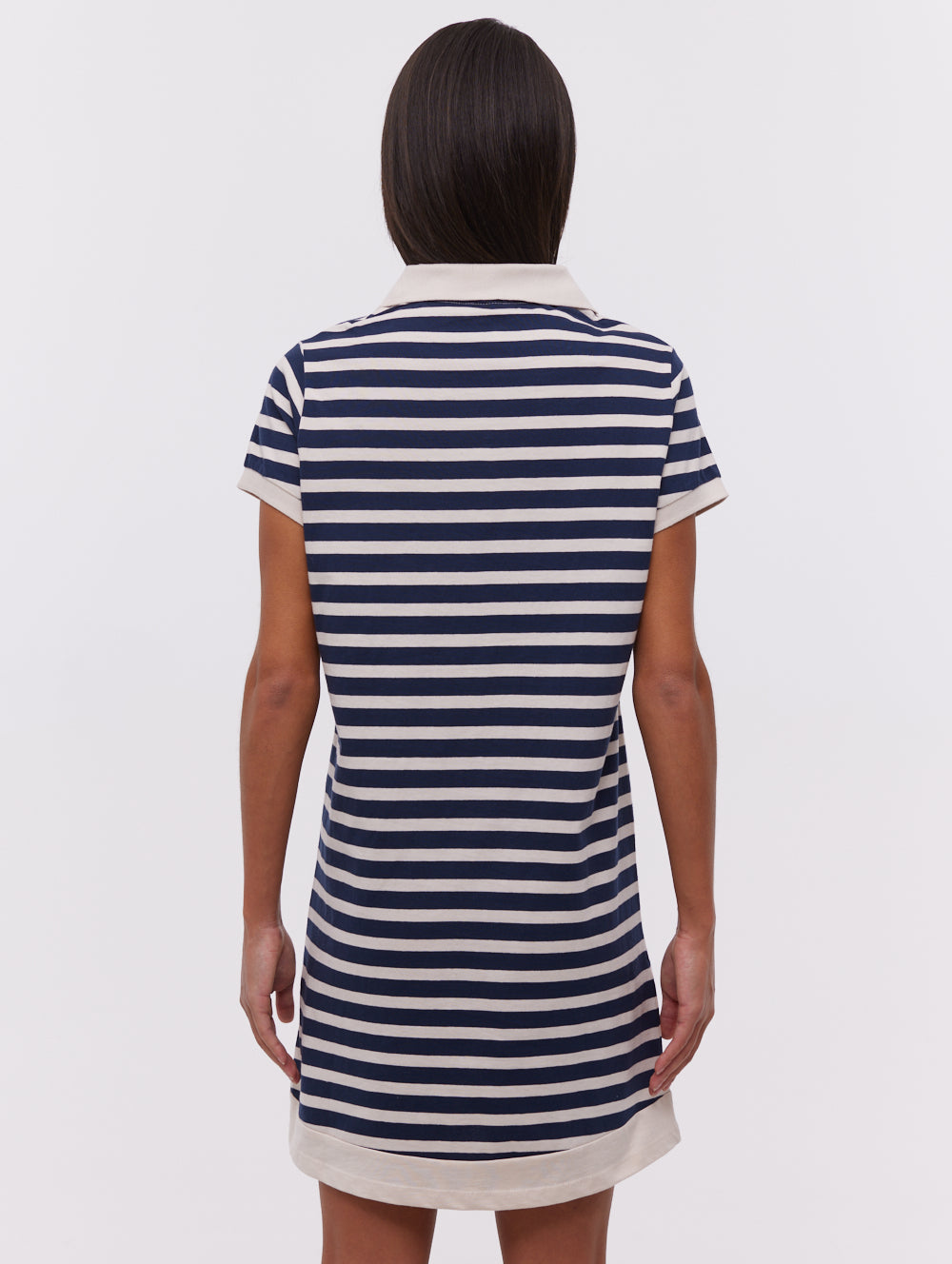 Orenda Women's Stripe Polo Dress - Casual Summer Short Sleeve Cotton Blend Shirt Dress for Golf, Tennis & Outdoor Activities