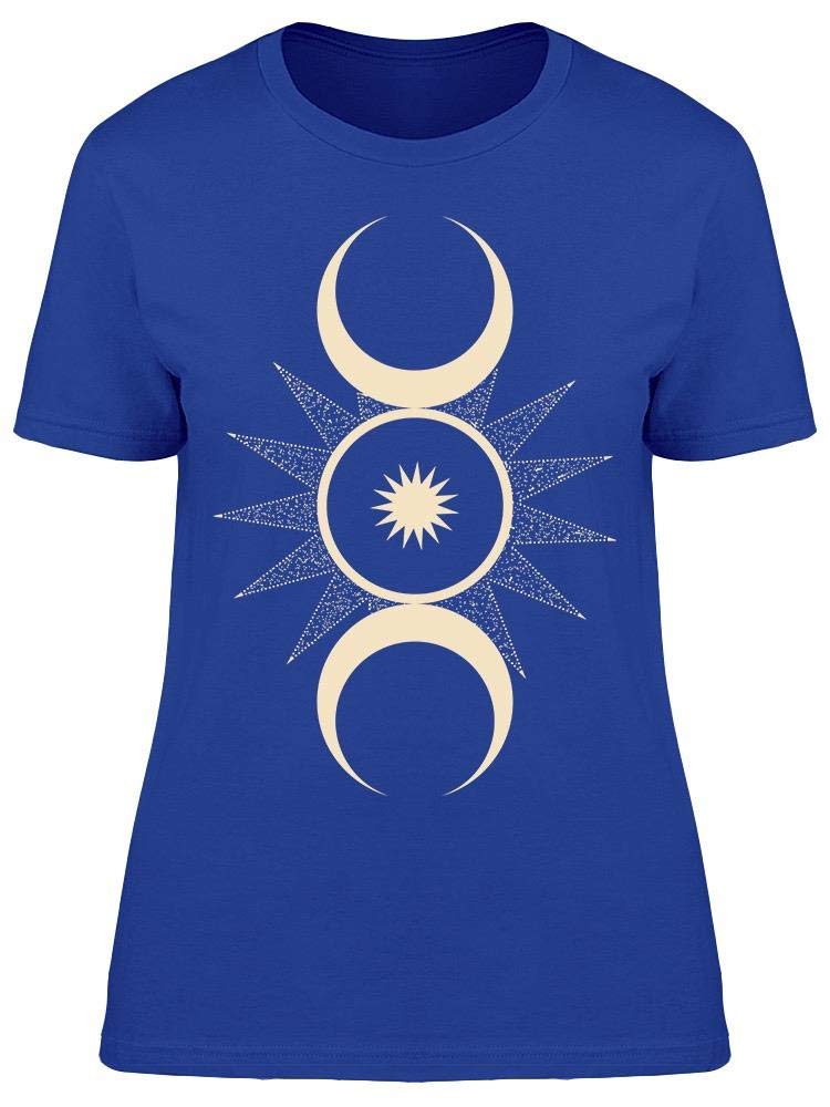 Smartprints Artistic Moons Graphic T-Shirt for Women | Soft Cotton Casual Tee | Perfect for Everyday Wear, Date Nights & Weekend Outfits