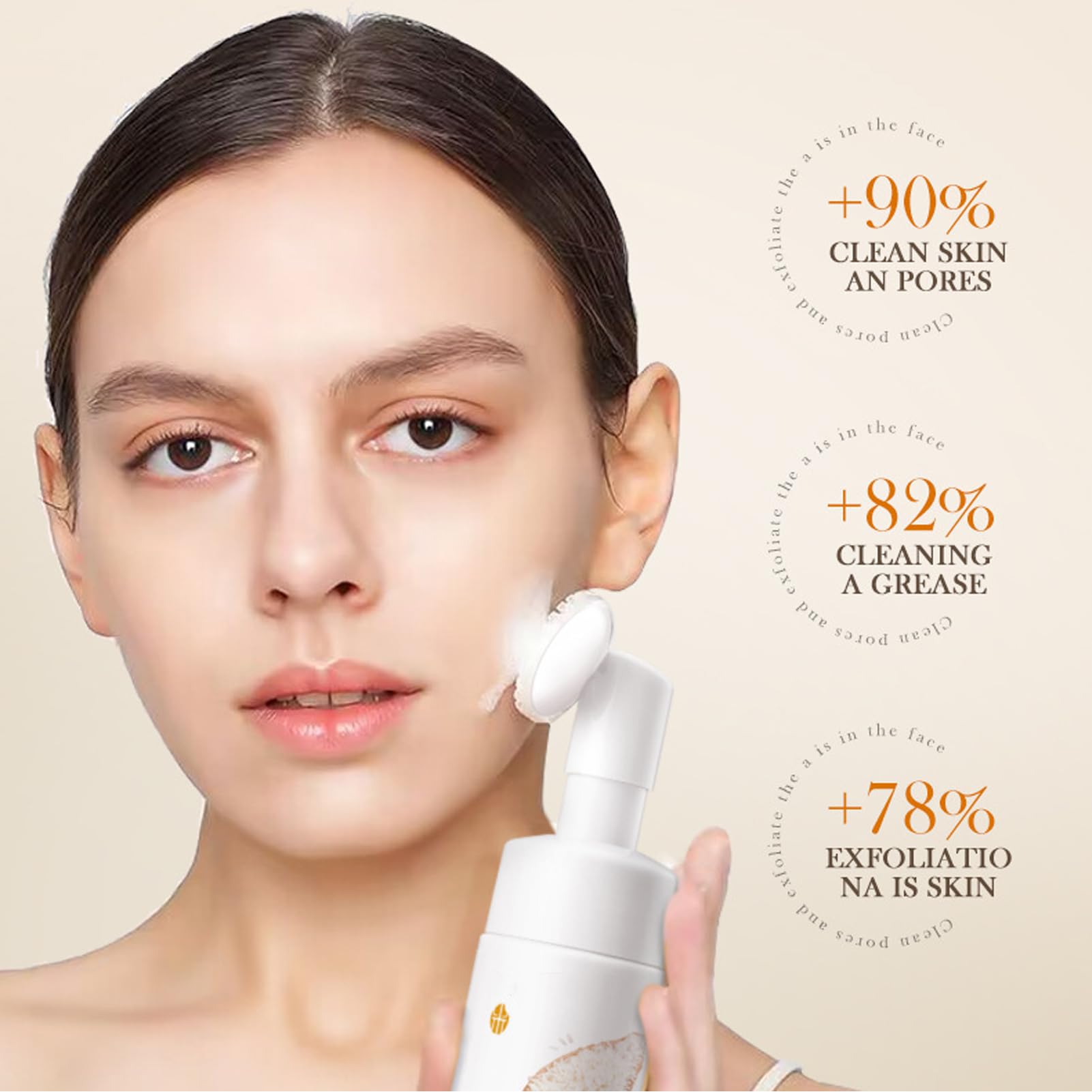 Gentle Rice Facial Cleanser with Silicone Brush - Amino Acid Foaming Face Wash for Sensitive & Acne-Prone Skin | Hydrating Daily Cleanser for Dry Skin | Perfect for Morning & Night Skincare Routine