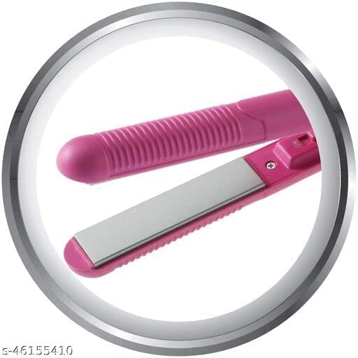 VNZ Mini Professional Temperature Control Flat Iron Hair Straightener for Women - Quick Heating Styler with Adjustable Heat Settings, Dual Function as Hair Curler & Straightening Brush (Pink) | Perfect for Home Use, Travel & Salon-Quality Styling