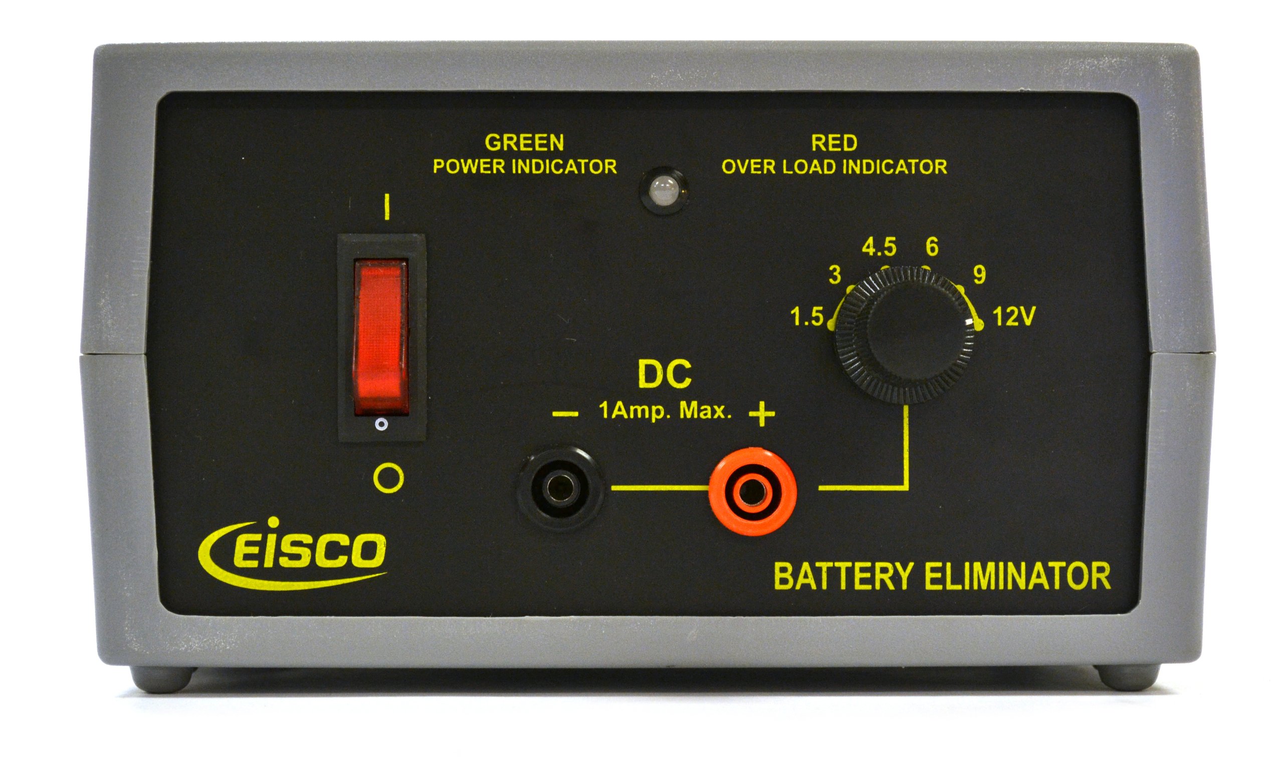 Eisco Labs AC/DC Power Supply Battery Eliminator - 1A Max Output with Adjustable Voltage (1.5V/3V/4.5V/6V/9V/12V) for Science Labs, Electronics Projects & School Experiments