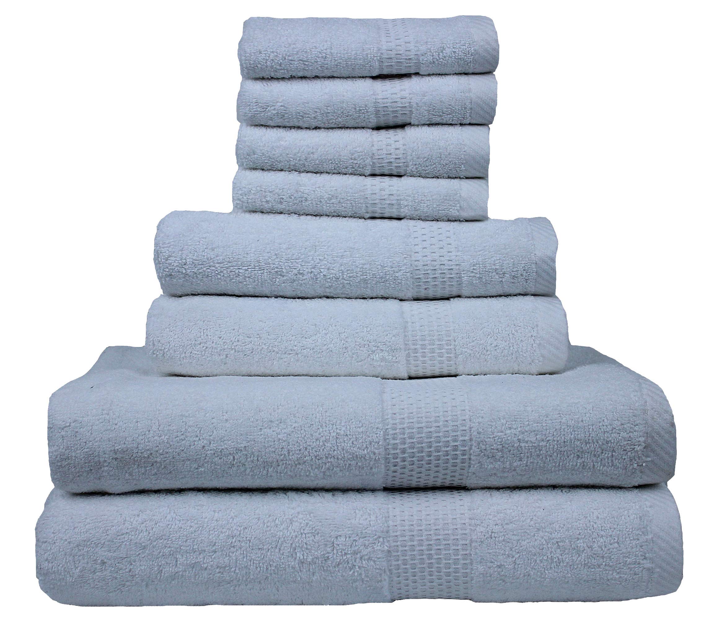 8 Piece Luxury Towel Set - 100% Combed Cotton Bath Towels, Hand Towels & Face Cloths | Premium Quality for Bathroom, Gym, Hotel, Spa & Travel | Soft & Absorbent for Daily Use, Guest Bathrooms & Vacation Essentials