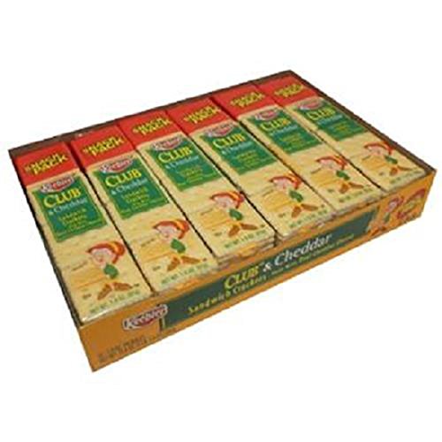 Keebler Sandwich Crackers, Club & Cheddar Cheese, 12 Count (1.8 oz) - Snack Packs for Lunch Boxes, Office Snacks & On-the-Go Treats