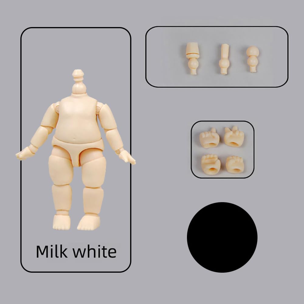 5.7cm Doll Body for GSC & STO 1/12 BJD Dolls - Small Cute Movable Spherical Joint Figure Body in Milky White - Perfect for Custom Doll Making, Miniature Photography and Anime Collectibles