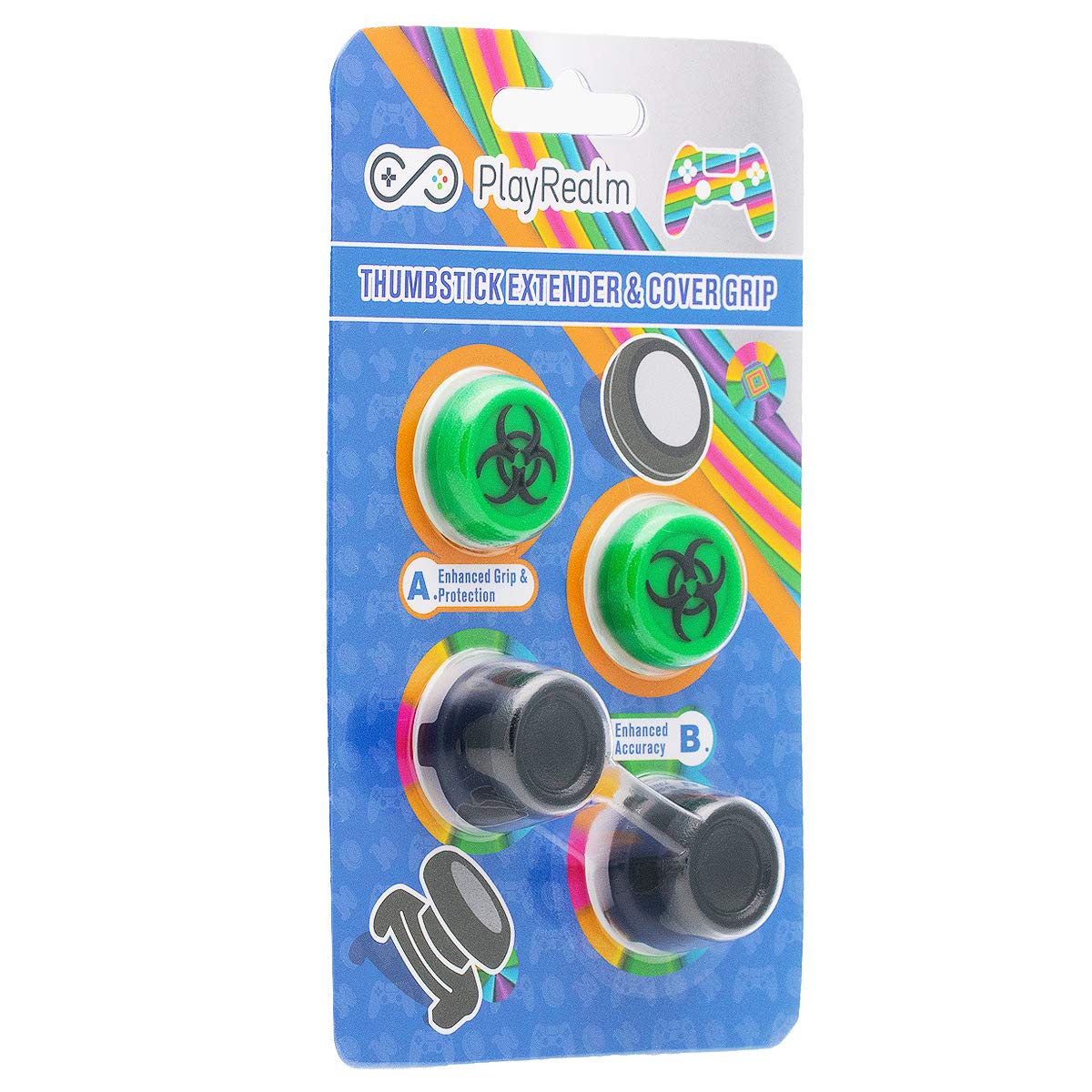 FPS Thumbstick Extender & 3D Texture Rubber Grip Cover - 2 Pack for PS5 DualSense & PS4 Controller (BioH Green) - Improve Gaming Precision & Comfort for FPS, RPG & Action Games - Perfect for Competitive Gaming & Long Play Sessions - Enhance Aiming in Call of Duty & Fortnite - Ideal for Esports & Console Gaming Accessories