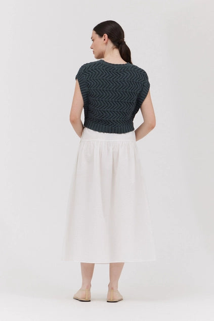 Summer Cotton Crop Sweater Top for Women - Soft Breathable Deep Lake Blue Pullover - Perfect for Beach Outings, Casual Wear & Summer Fashion