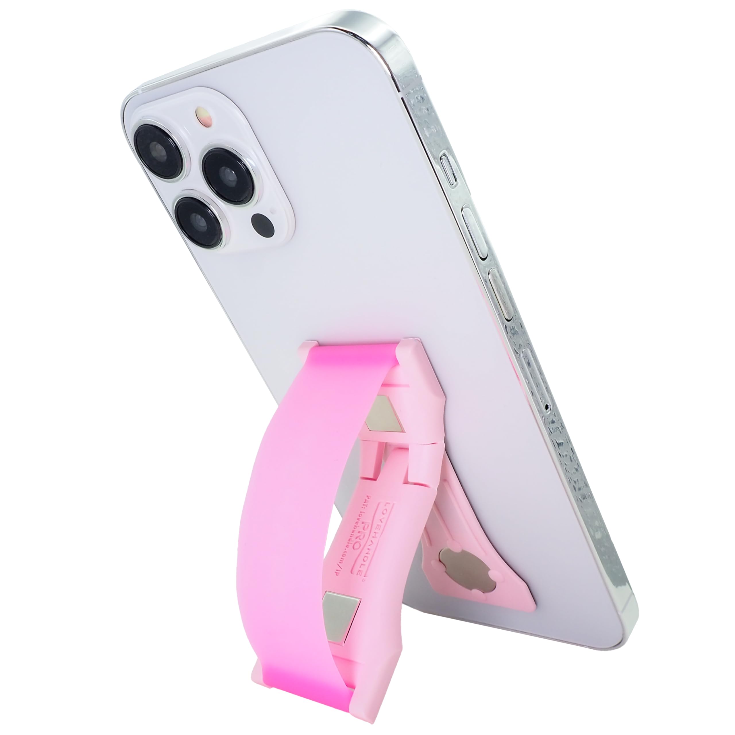 LOVEHANDLE PRO Premium Phone Grip & Stand - Magnetic Phone Holder, Kickstand & Silicone Strap for iPhone, Samsung & Tablets - Bubblegum Pink Glow - Perfect for Driving, Gym & Hands-Free Viewing