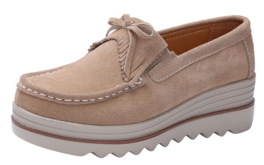 FENIKUS Women's Platform Loafers - Soft-Soled Slip-On Leather Penny Shoes for Women | Comfortable Casual Flatform Sneakers for Work, Travel & Everyday Wear
